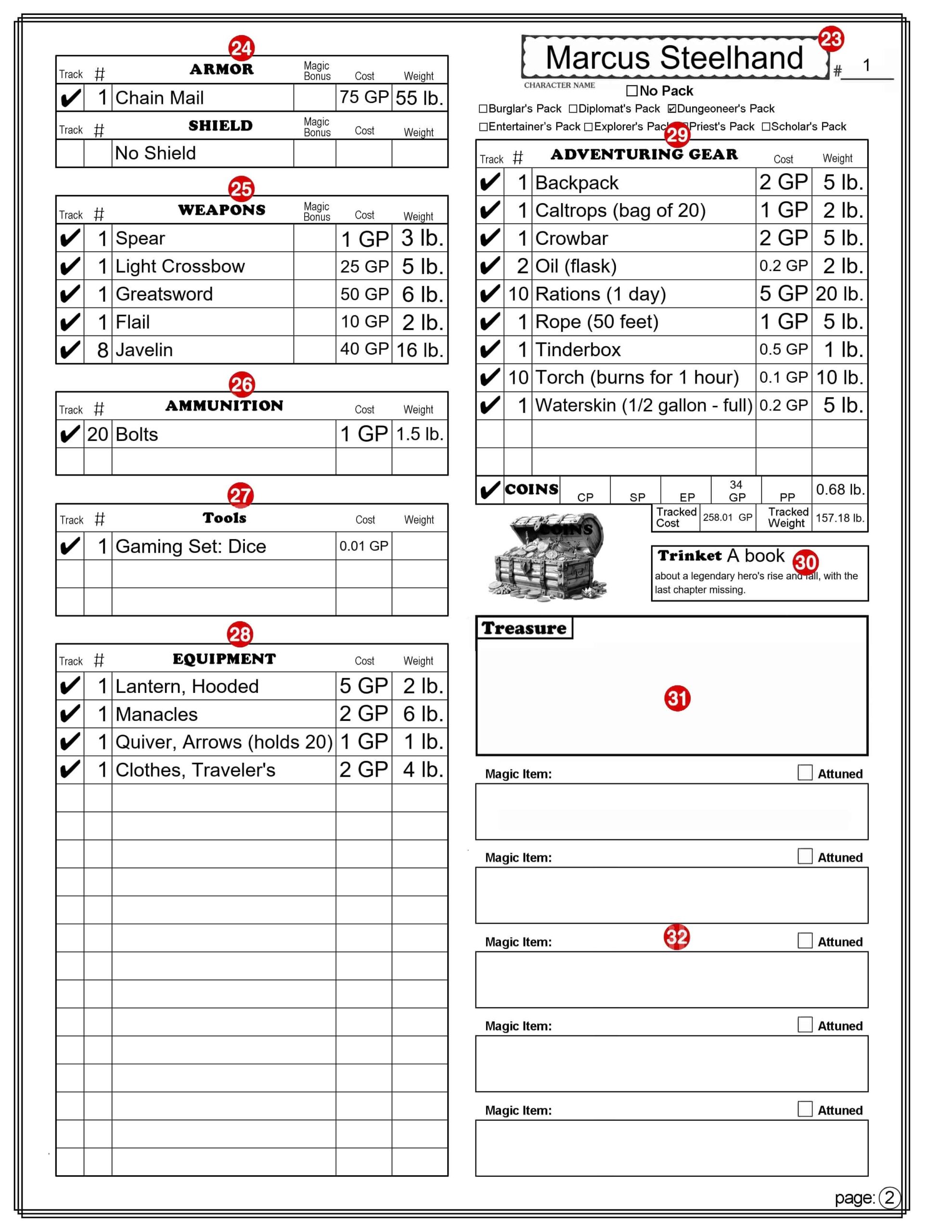 D D 5 5 Character Sheet Fillable And Auto Calculating Dungeon Master Assistance
