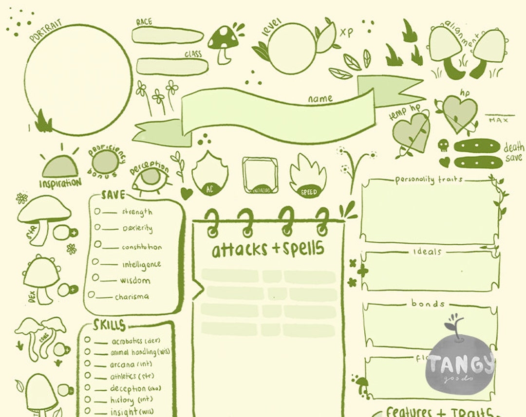 Printable Character Creation Outline(5th Edition) D&D