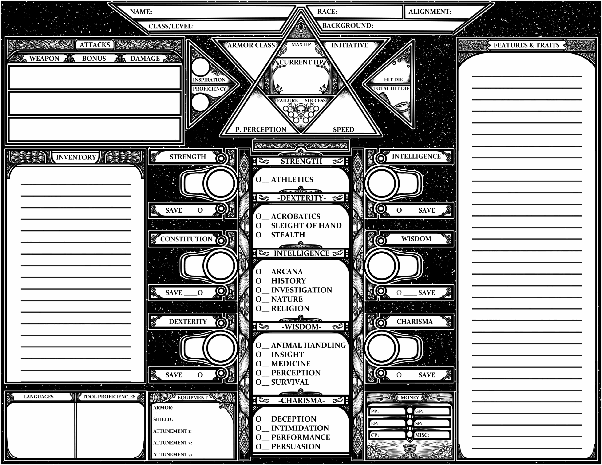5th Edition Printable Dungeons And Dragons Character Sheet