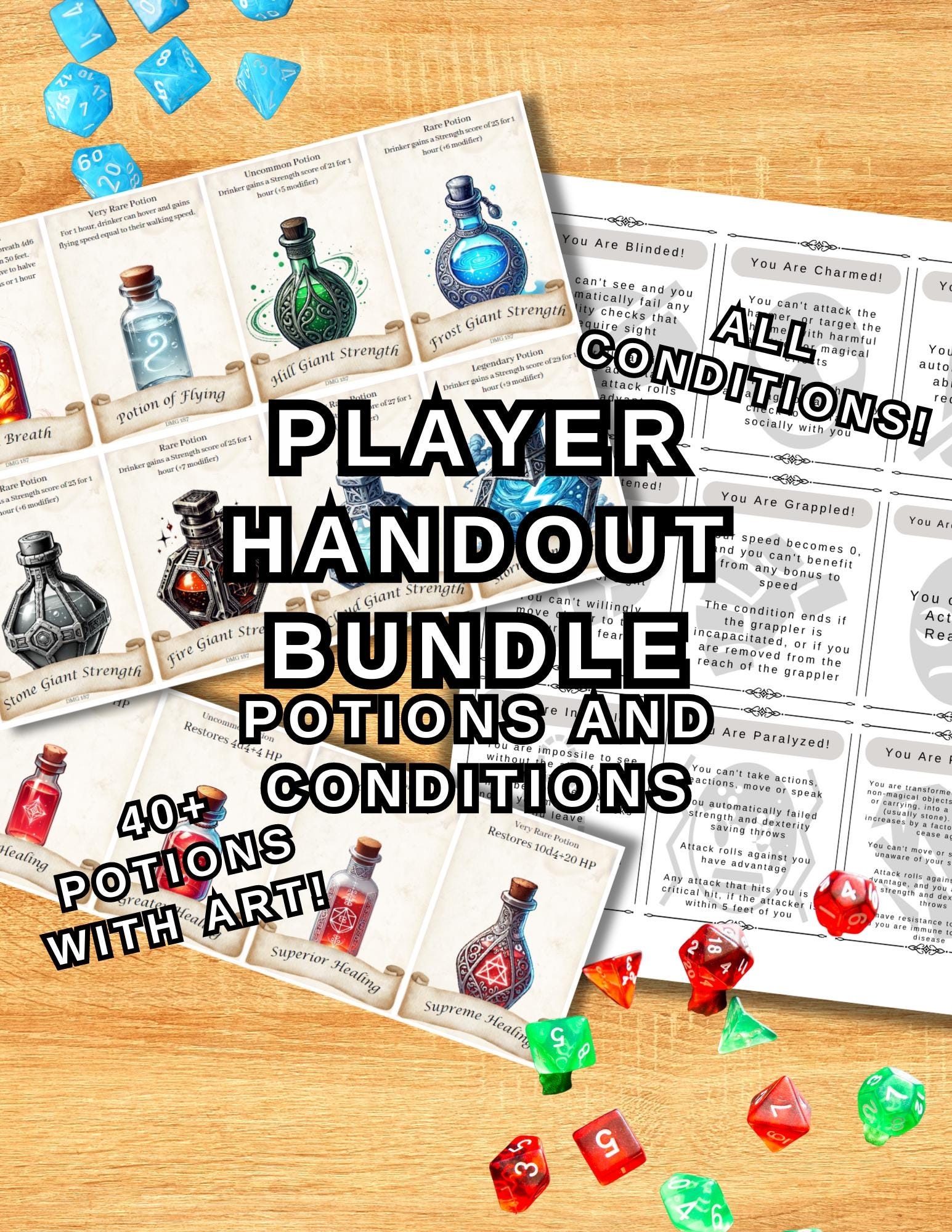 D D Condition And Potion Cards Printable Bundle Complete Set Of 15 5e Conditions And 41 Potion Cards Digital DM Tools And Handouts DND Etsy