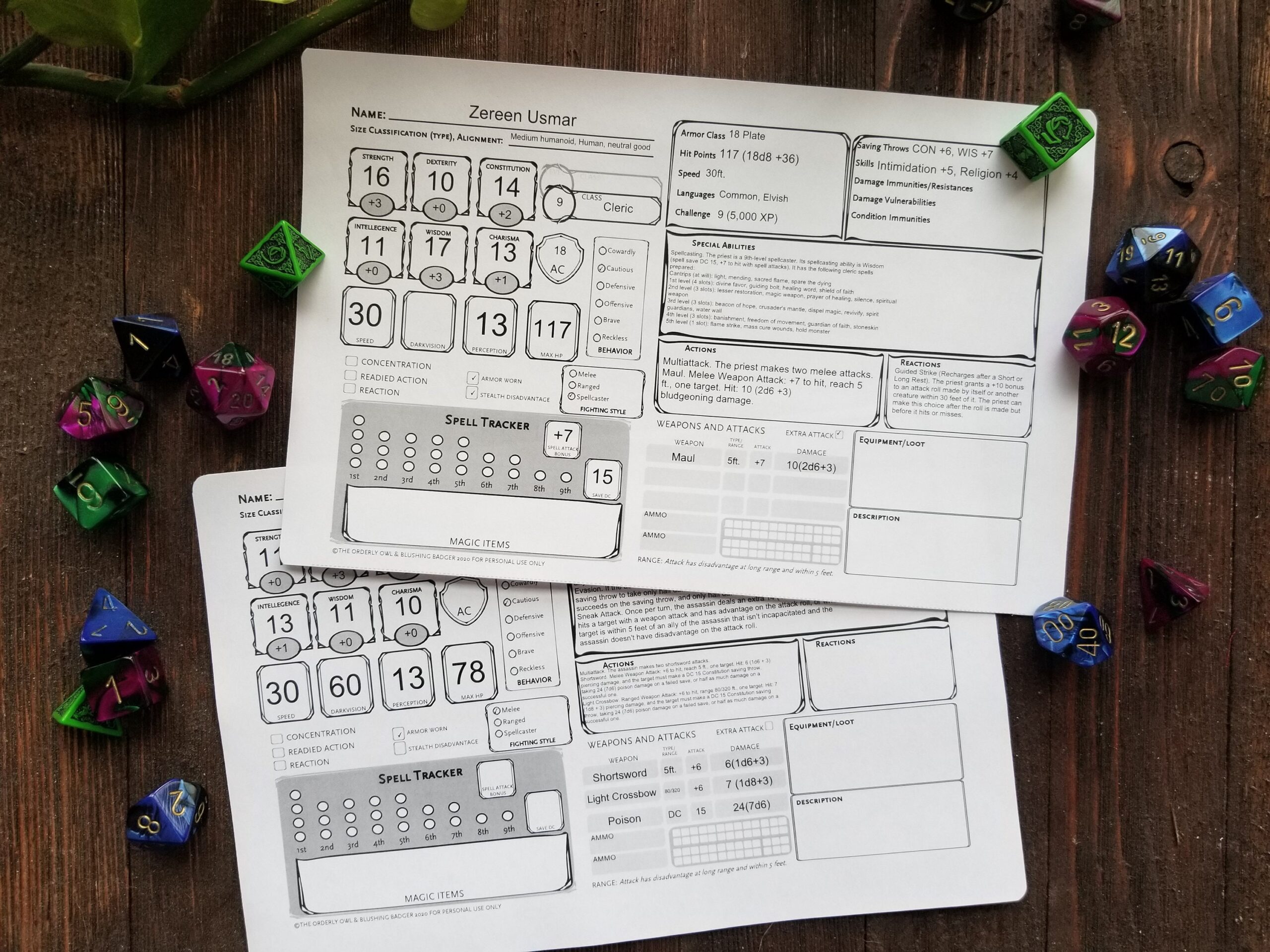 5th Edition Printable Monster Stat Blocks
