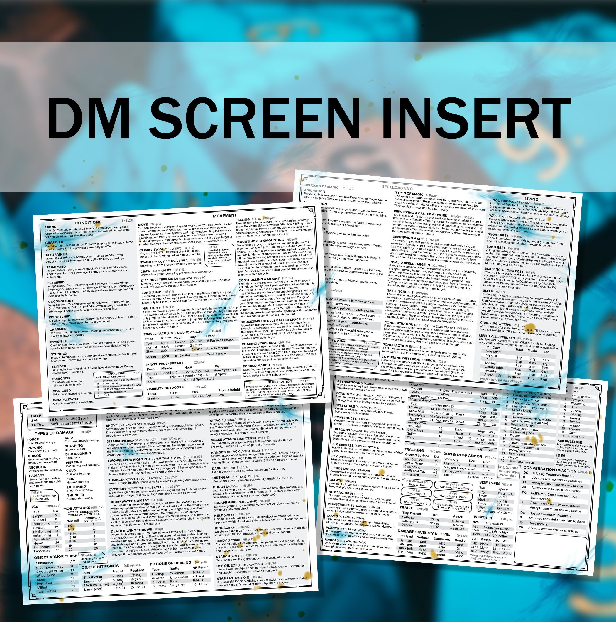 D D Printable Dungeon Master Screen Insert Etsy