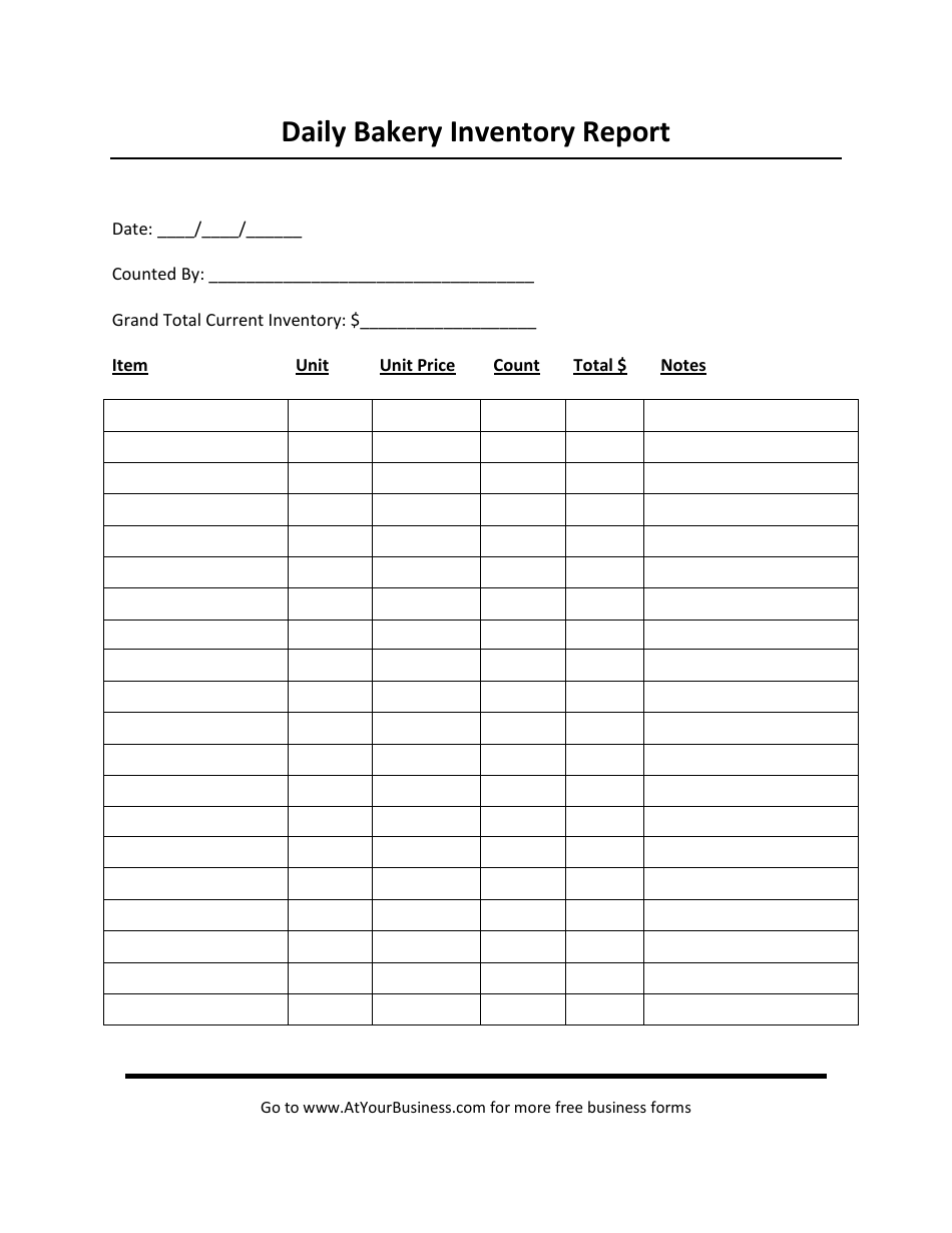 Daily Bakery Inventory Report Template Fill Out Sign Online And Download PDF Templateroller