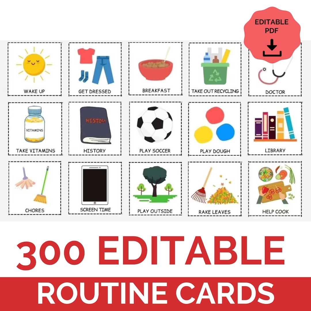 Printable Editable Visual Routine Cards