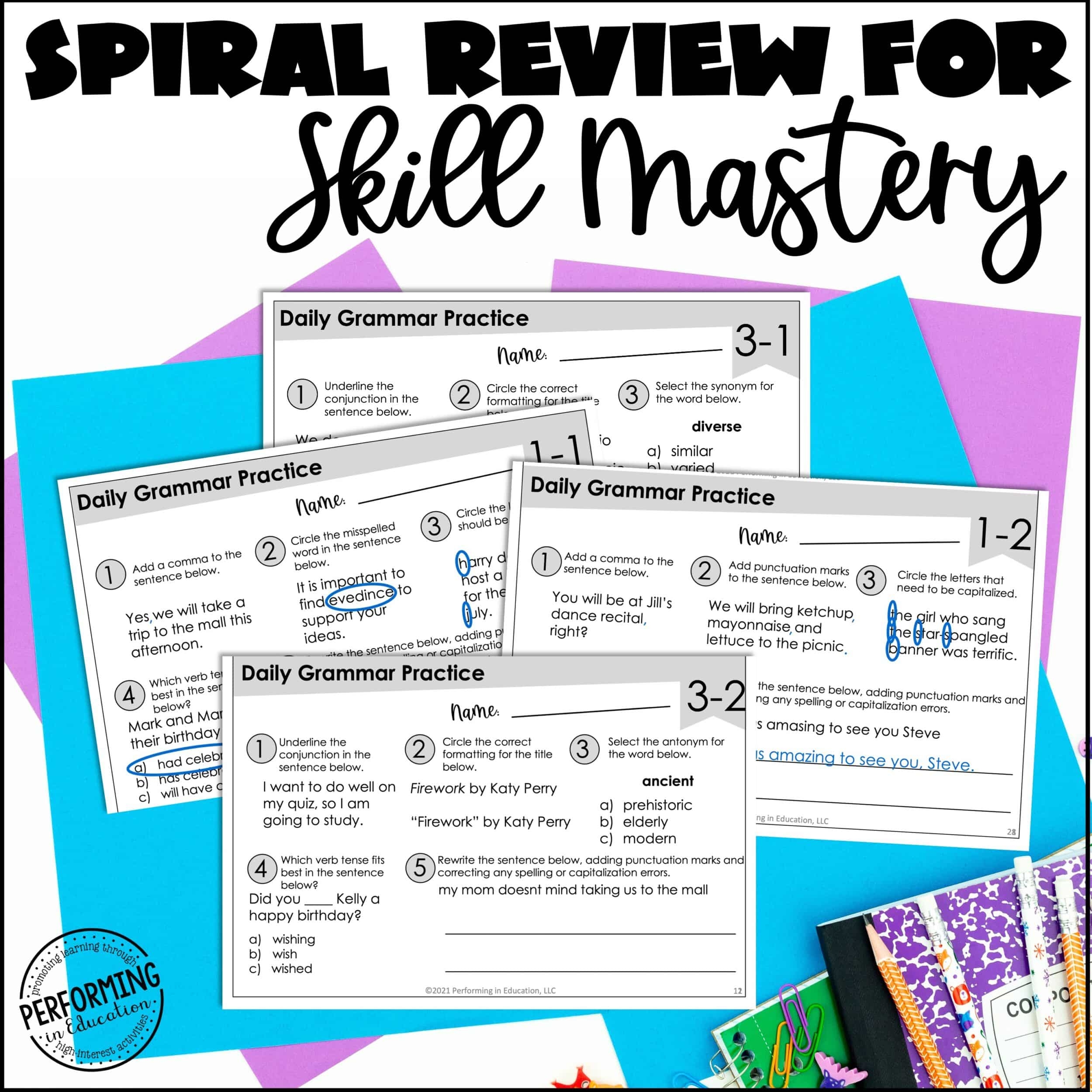 Daily Grammar Practice For 5th Grade Grammar Worksheets Spiral Review