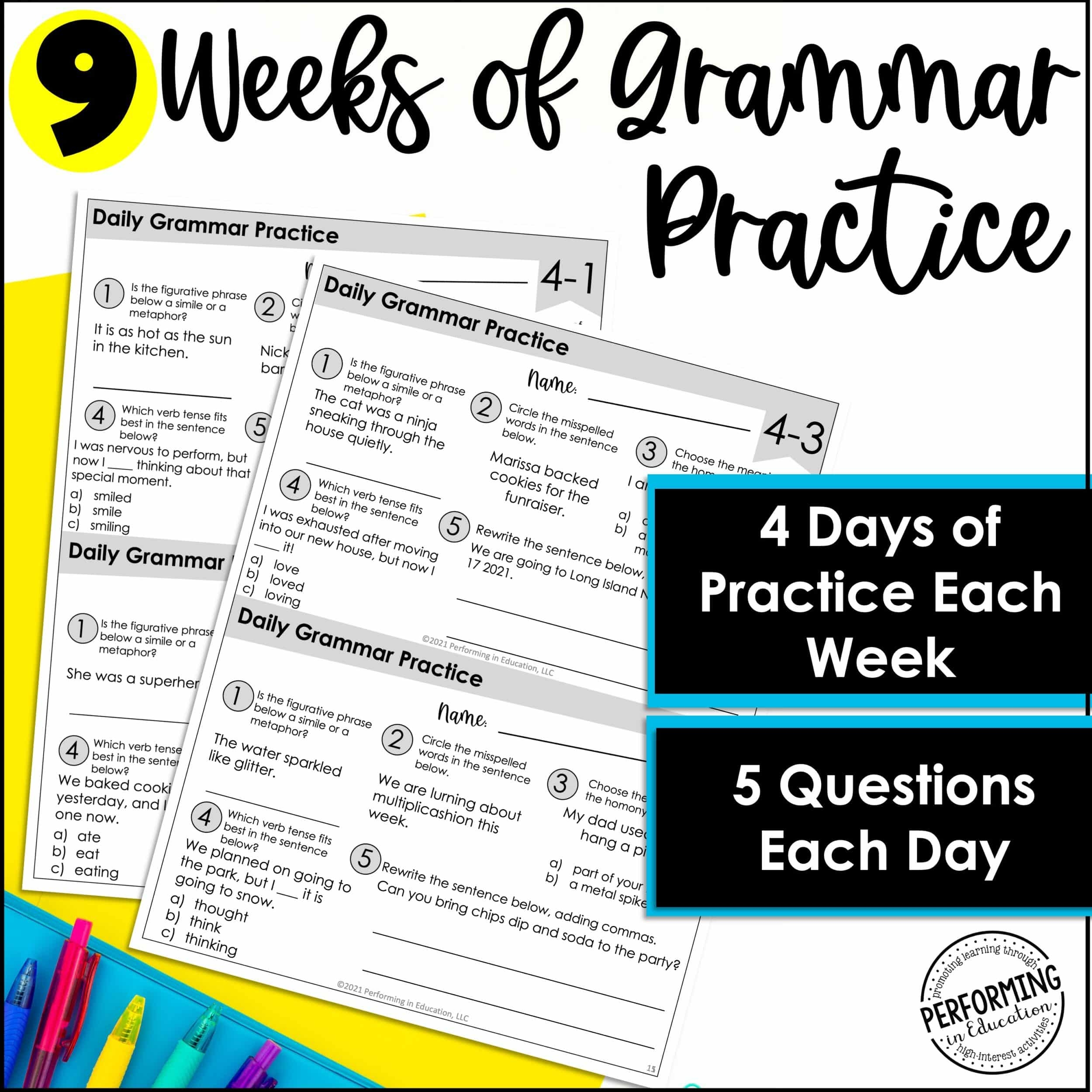 Daily Grammar Practice For 5th Grade Grammar Worksheets Spiral Review