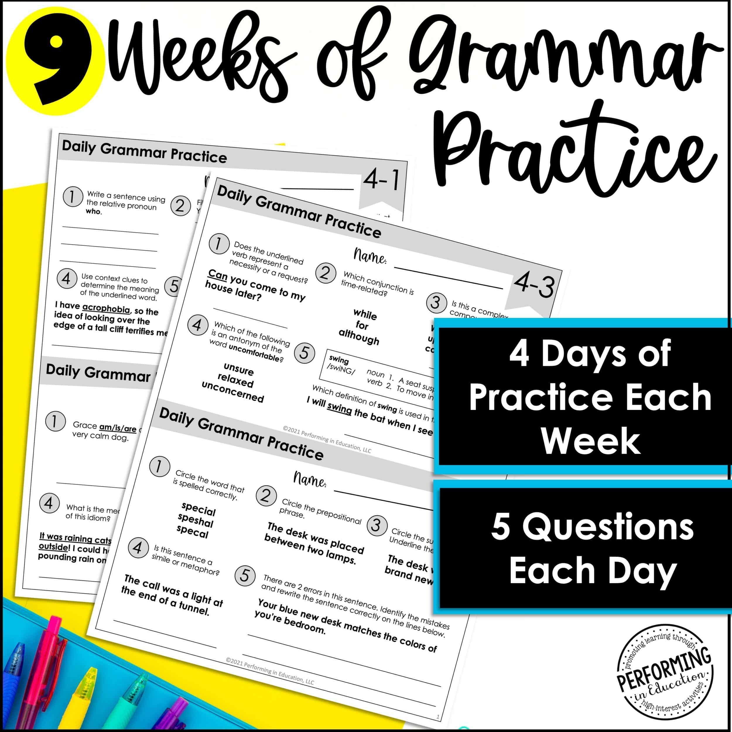 Daily Grammar Practice For 6th Grade Grammar Worksheets Spiral Review