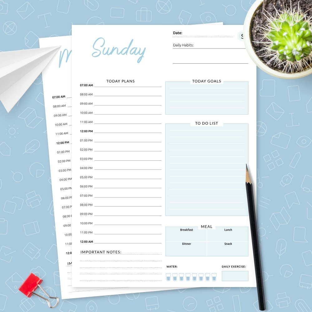 Daily Hourly Schedule And To Do List Template Template Printable PDF