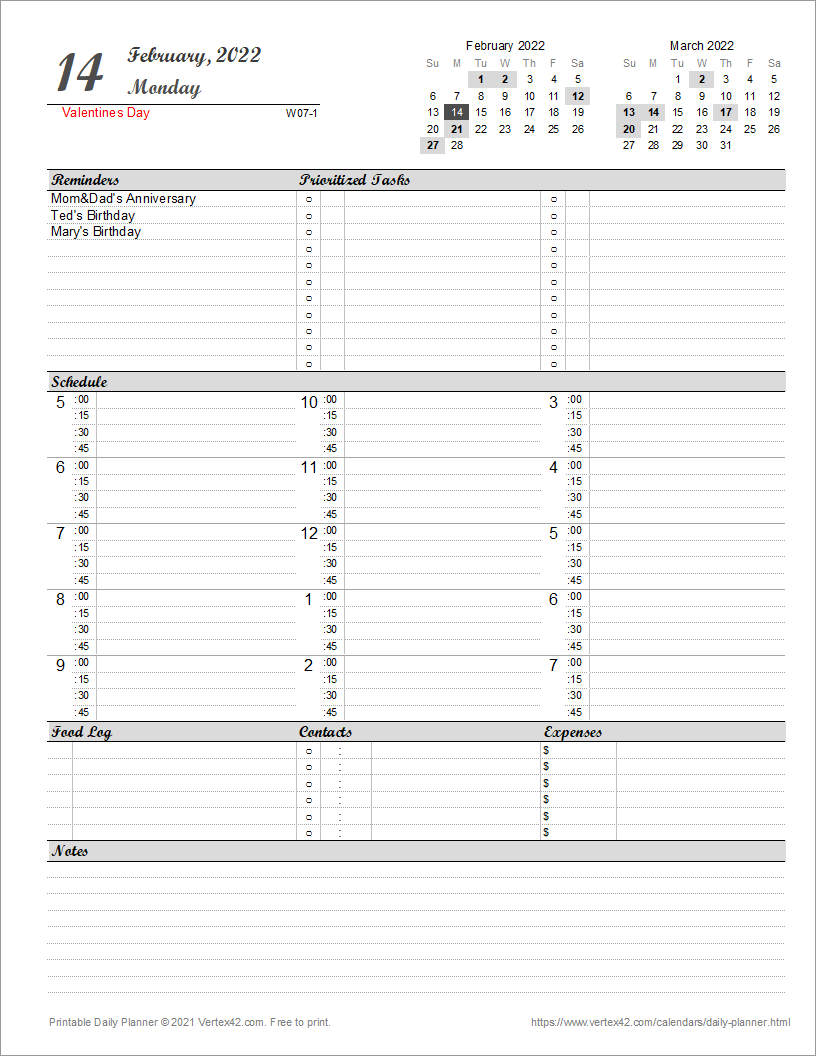 Editable Printable Daily Planner