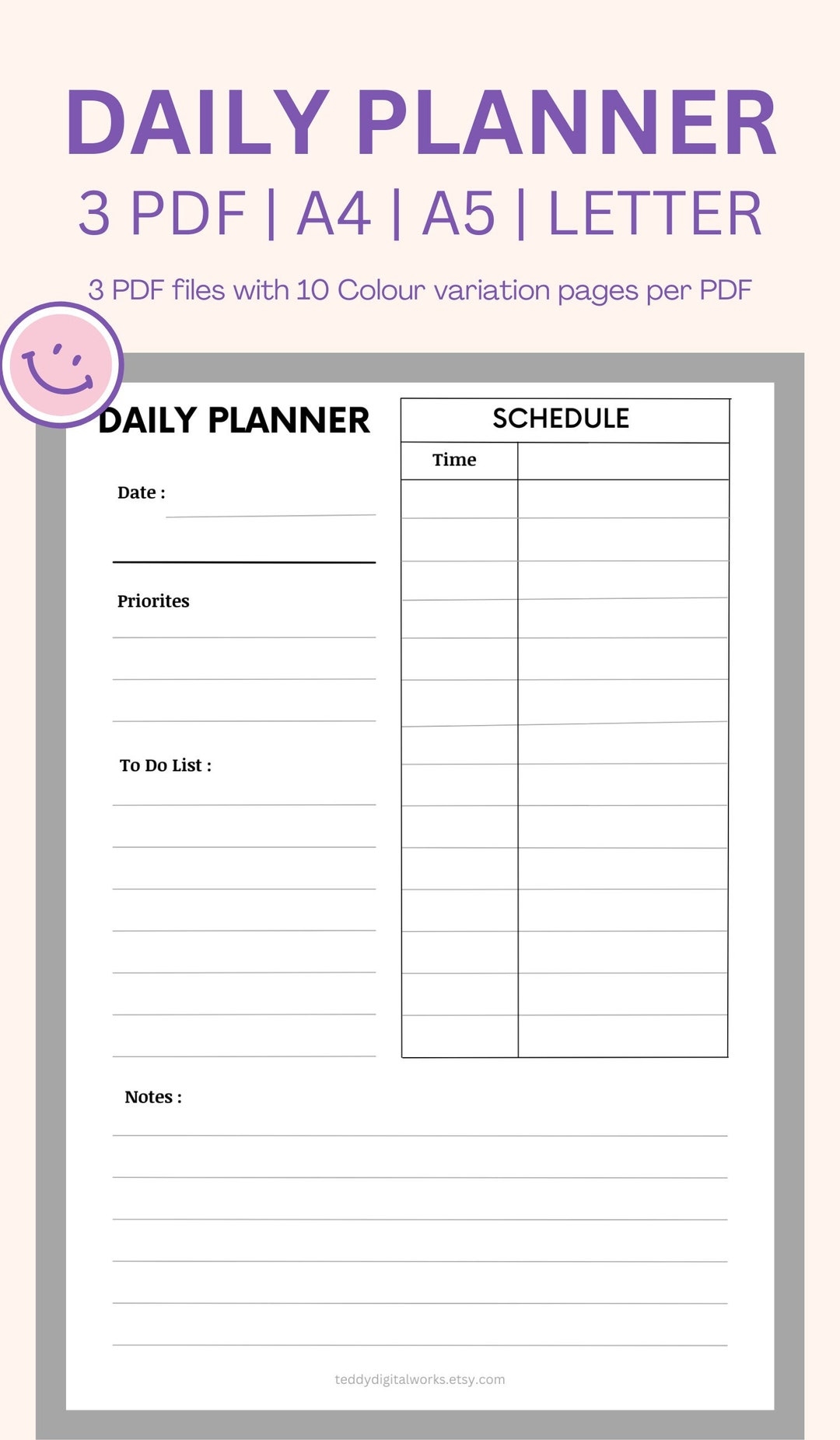 Daily To Do List Printable To Do List Study Time Table hourly Planner study Planner work Day Schedule a5 a4 us Letter Etsy