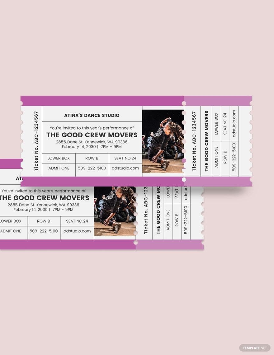 Dance Admission Ticket Template In Pages PSD Word Illustrator Publisher Download Template