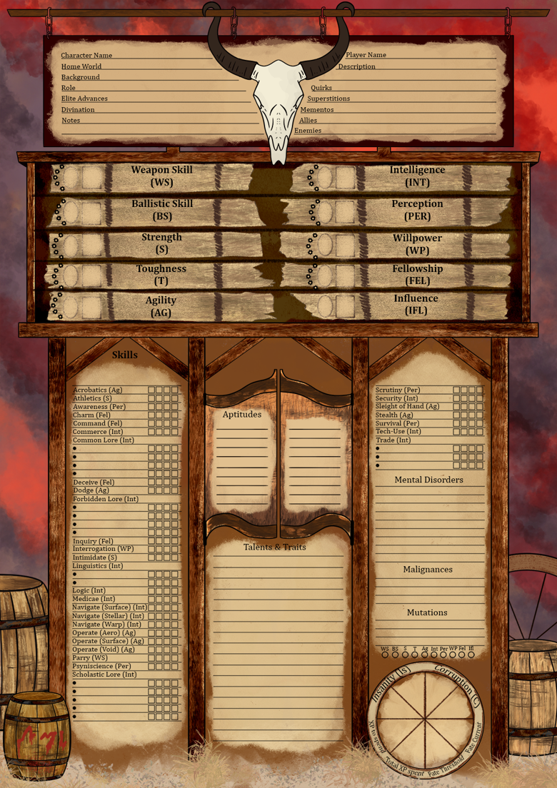 Dark Heresy 2e Character Sheet Wild West Ramona s Ko fi Shop