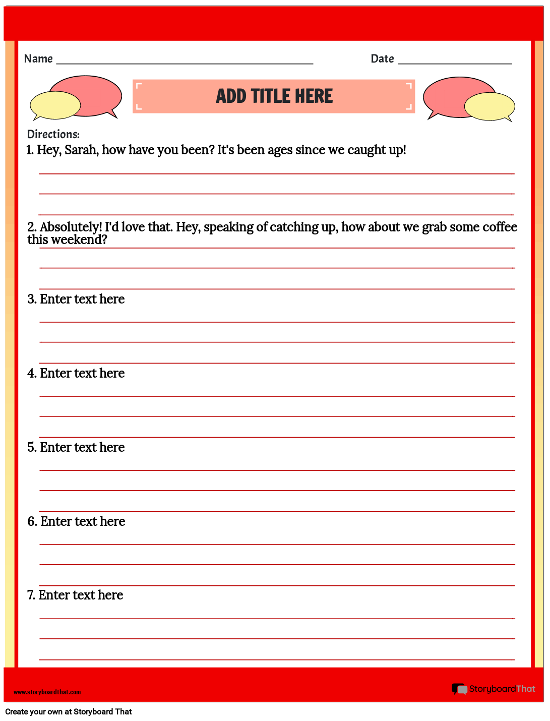 Dialogue Worksheets Storyboard That For Better Communication
