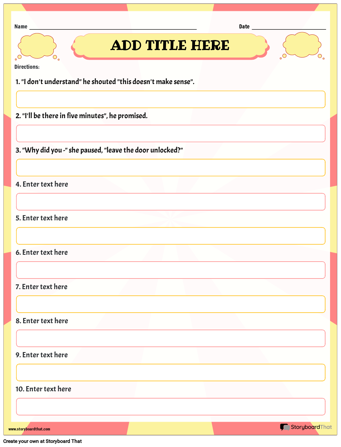 Dialogue Worksheets Storyboard That For Better Communication