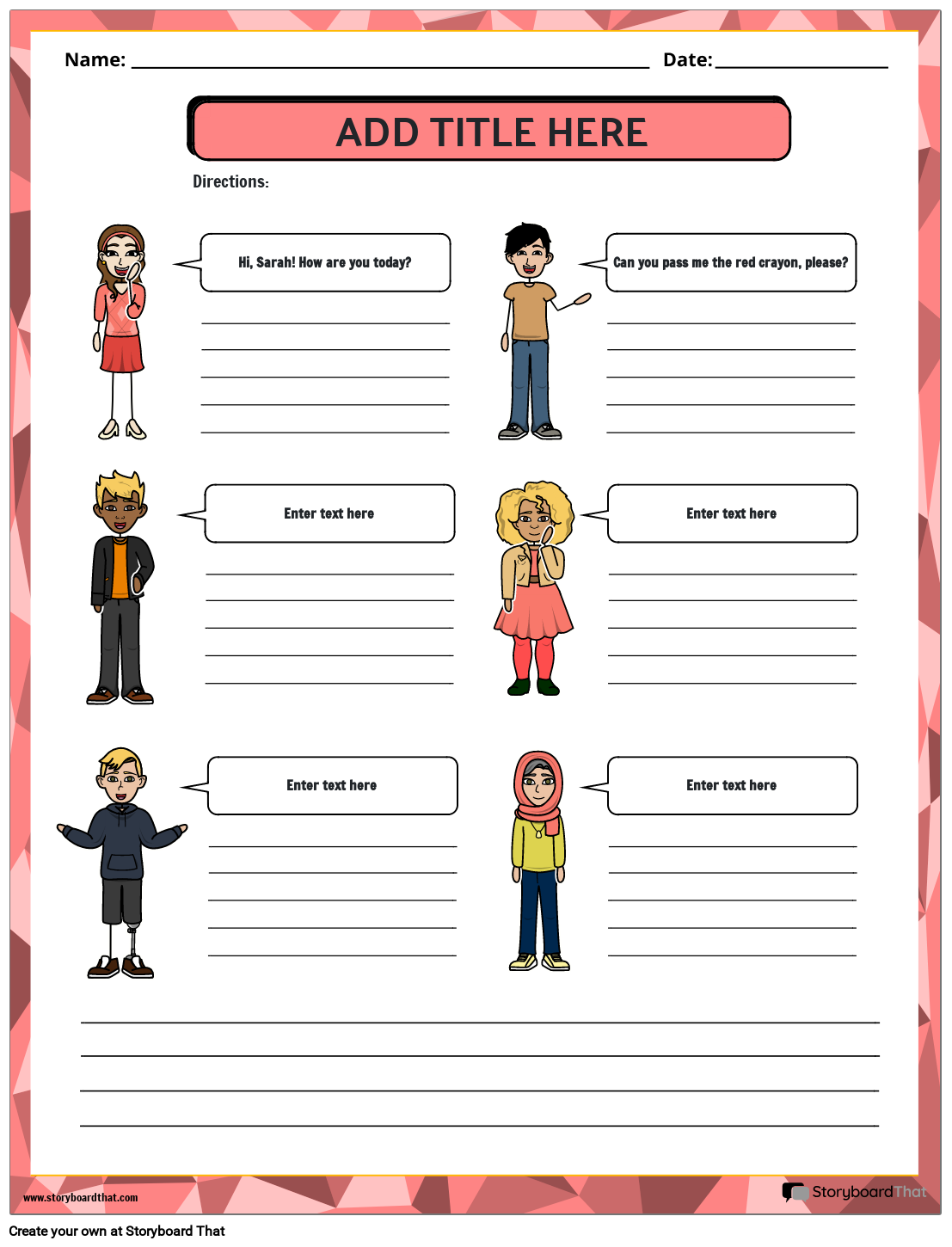 Dialogue Worksheets Storyboard That For Better Communication