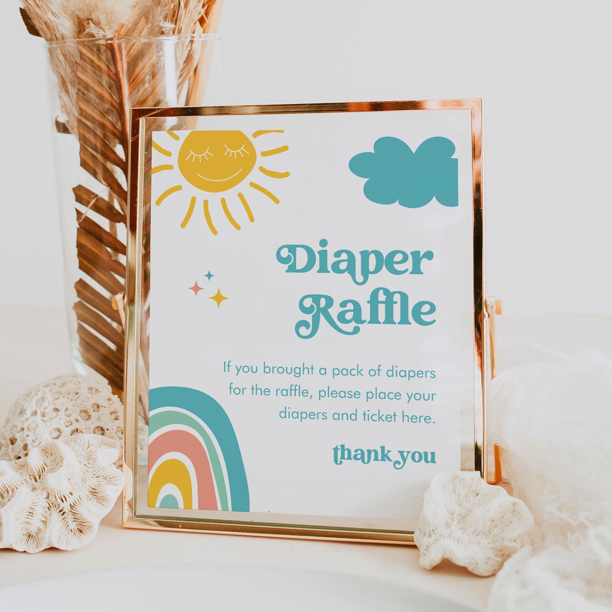 Diaper Raffle Game Printable Ray Of Sunshine Baby Shower Diaper Raffle Insert Sign Sun Rainbow Editable Template Instant 0049 20BAG