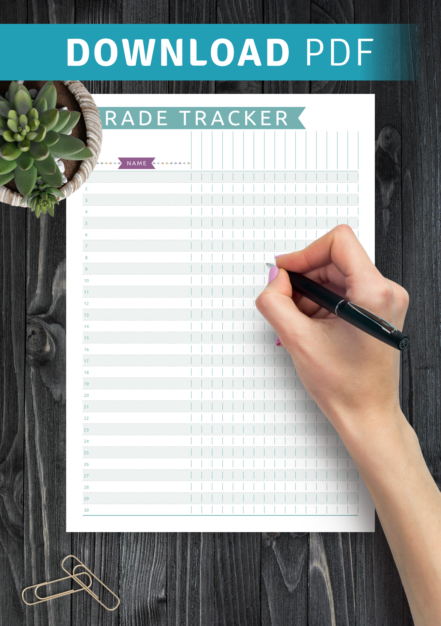 Printable Gradebook Template Editable For Kindergarten