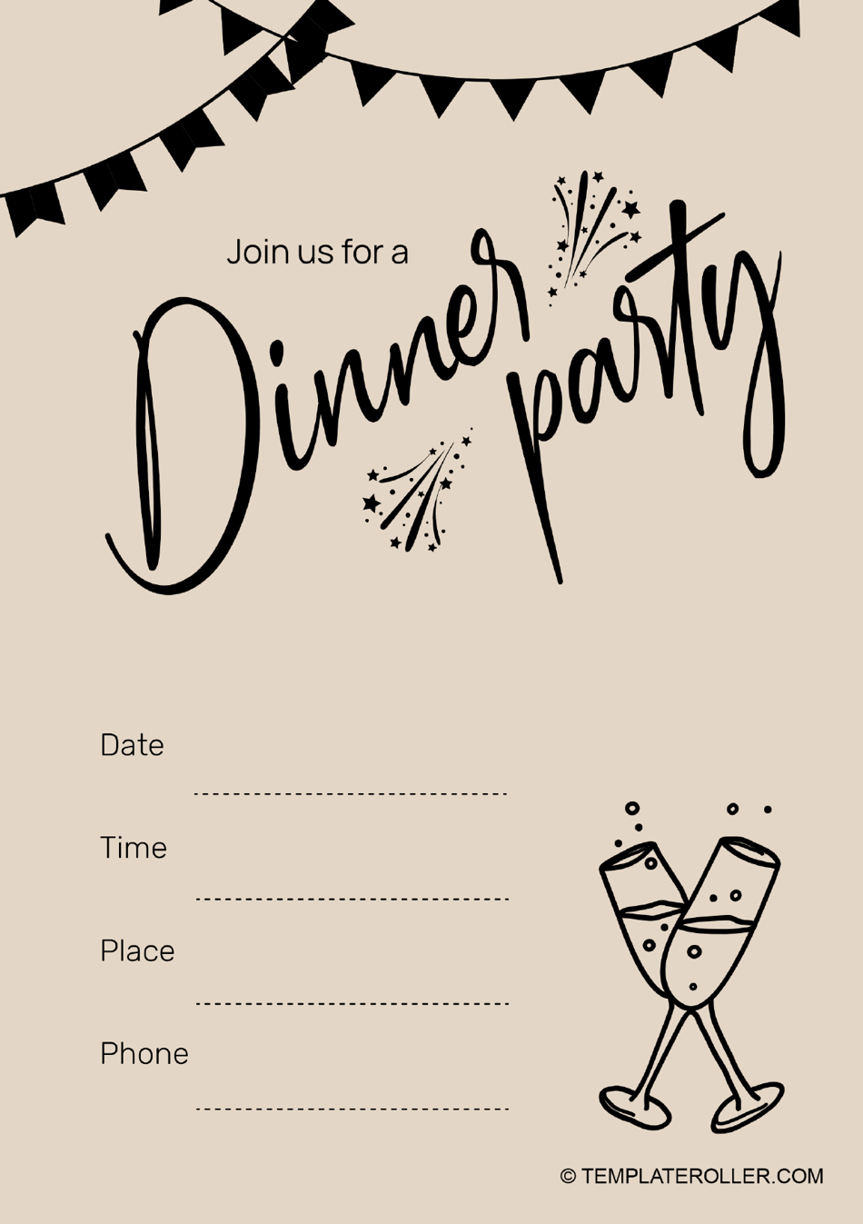 Free Printable Template Dinner Invitation Editable