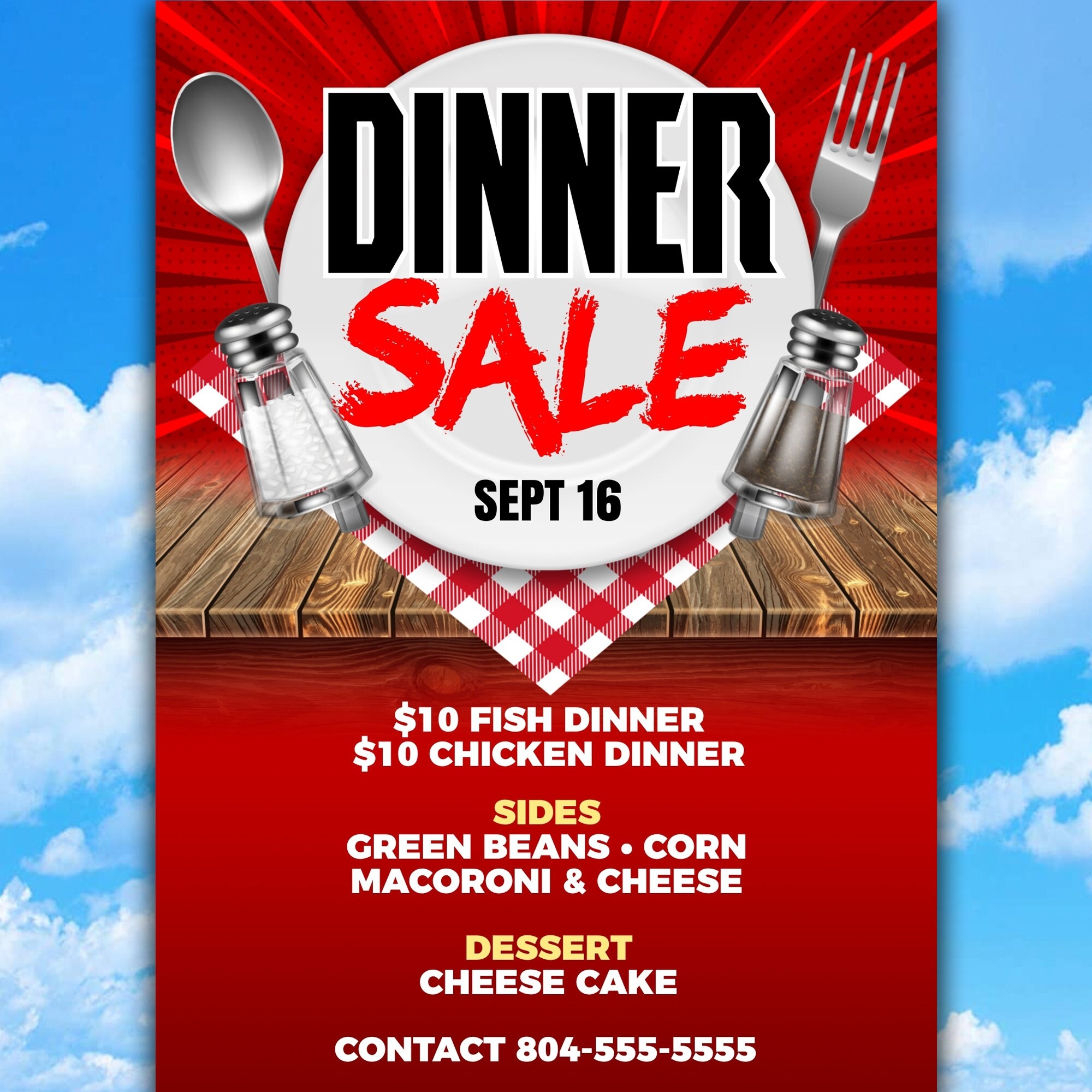 Dinner Sale Flyer Edit Online 5X7 Digital Printable Do It Yourself Corjl Template