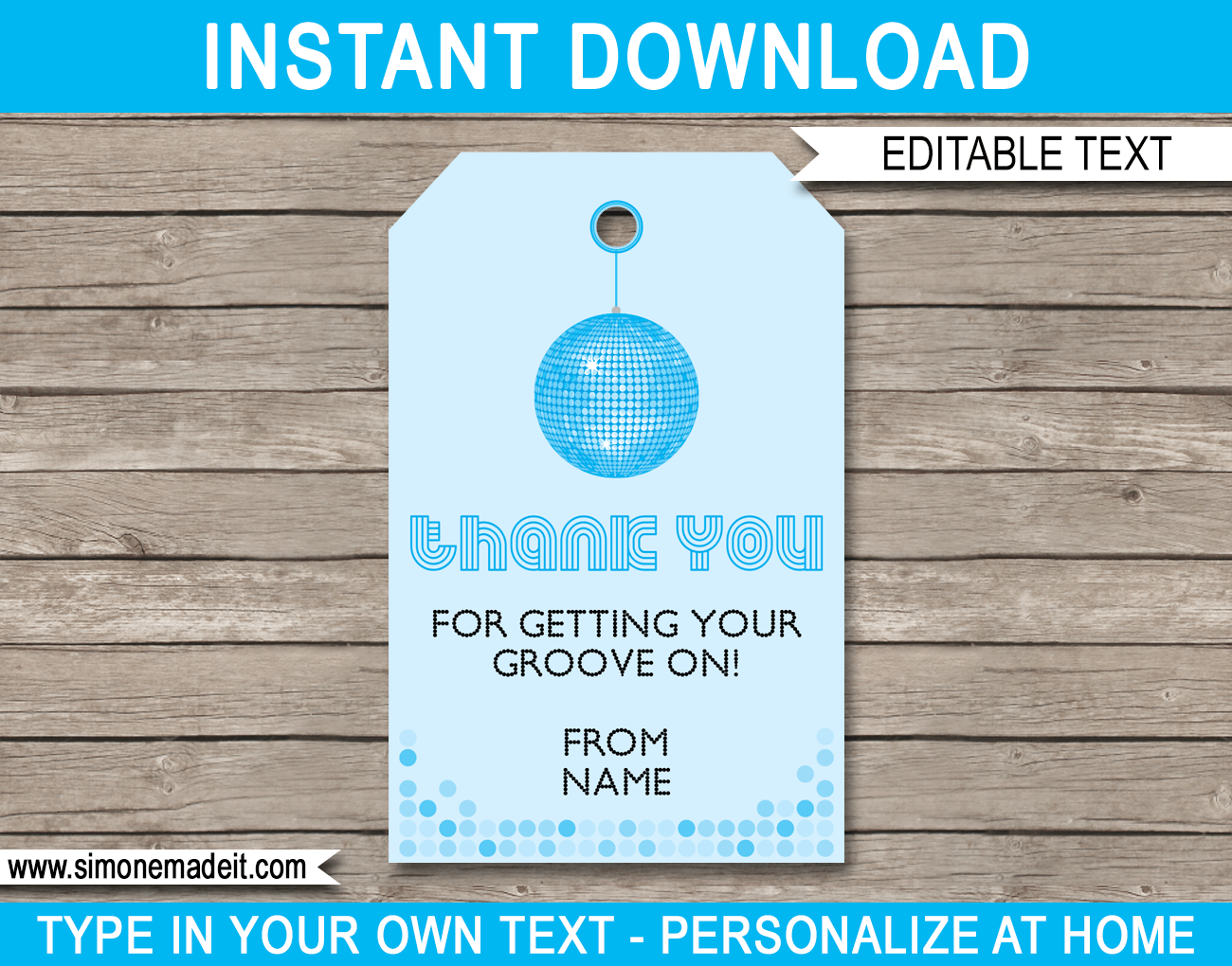 Disco Birthday Party Favor Tags Template Thank You Tags Dance Party