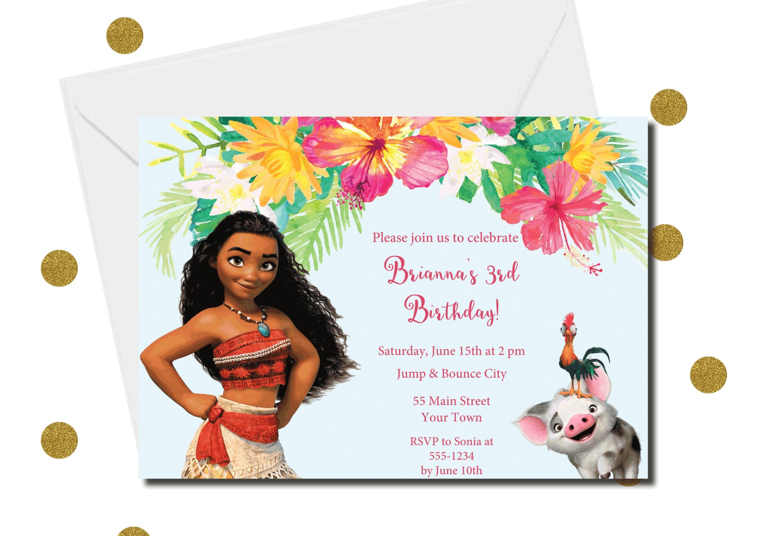 DIY Editable Invitation Moana Party Invitation Print Yourself Moana Birthday Invitation DIY Moana Party Printable Invitation Moana Etsy