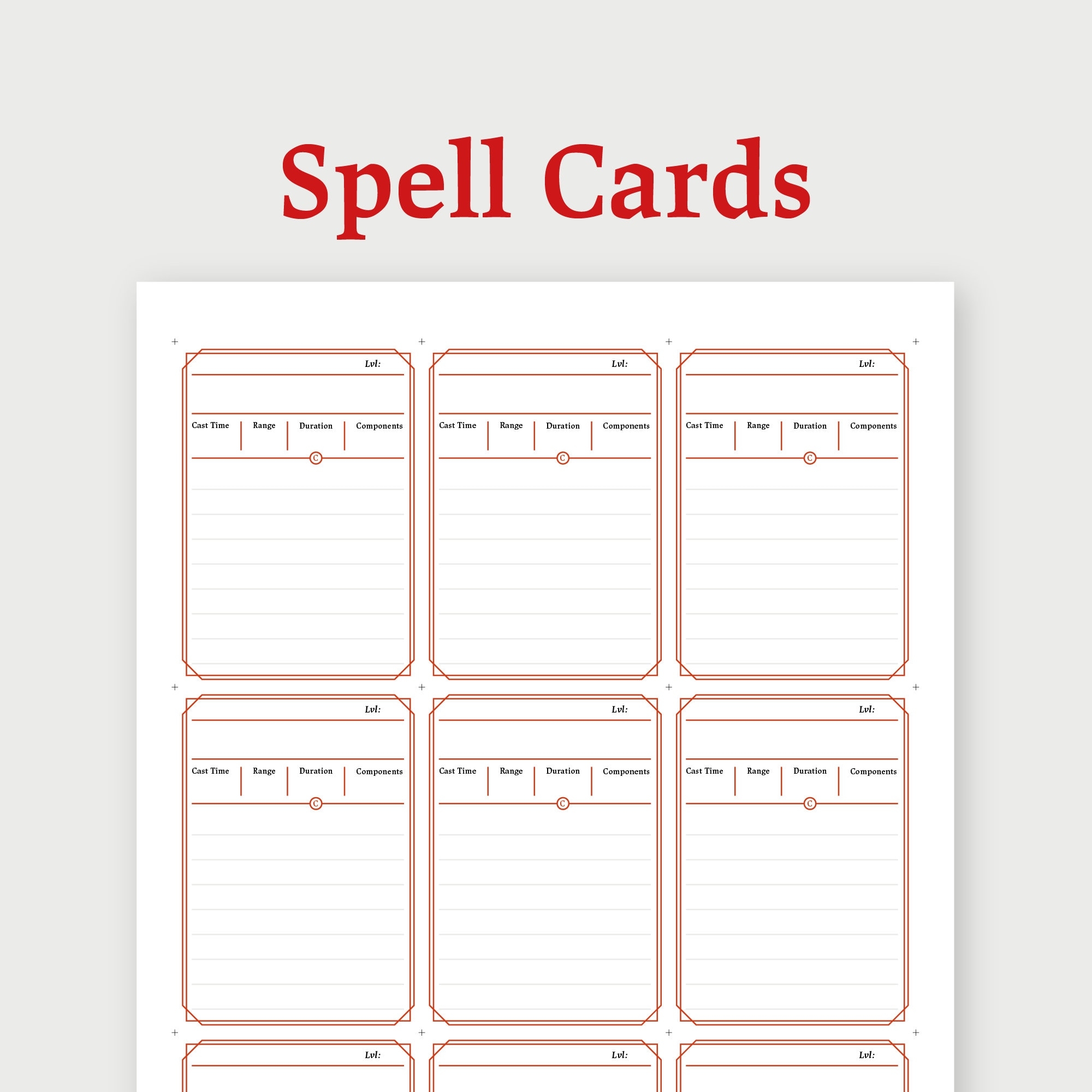 Printable 5th Edition Spell Cards