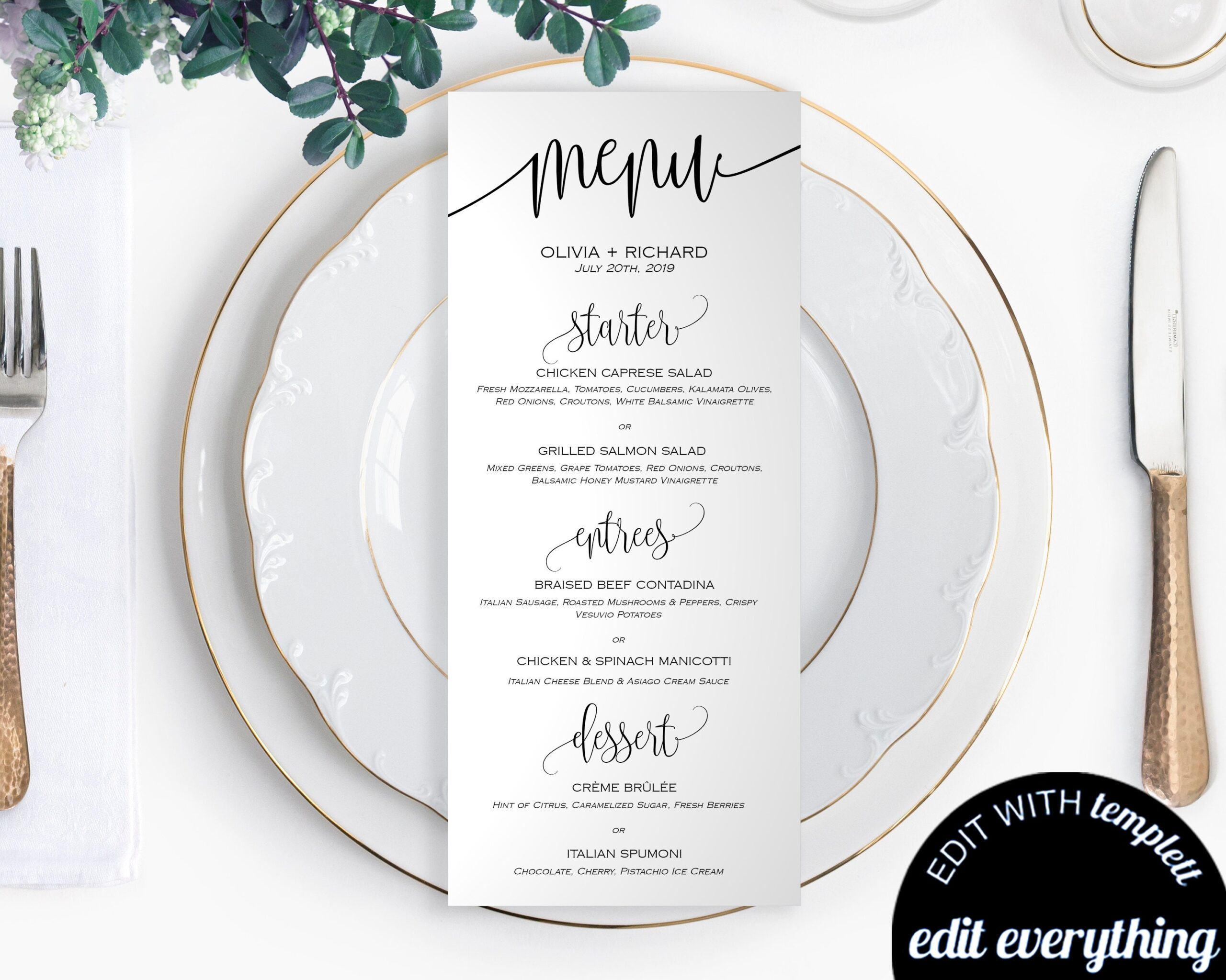 DIY Wedding Menu Template Printable Wedding Menu Cards Menu Card Printable Dinner Menu Download DIY Menu Card Template Printable Menu Card Etsy