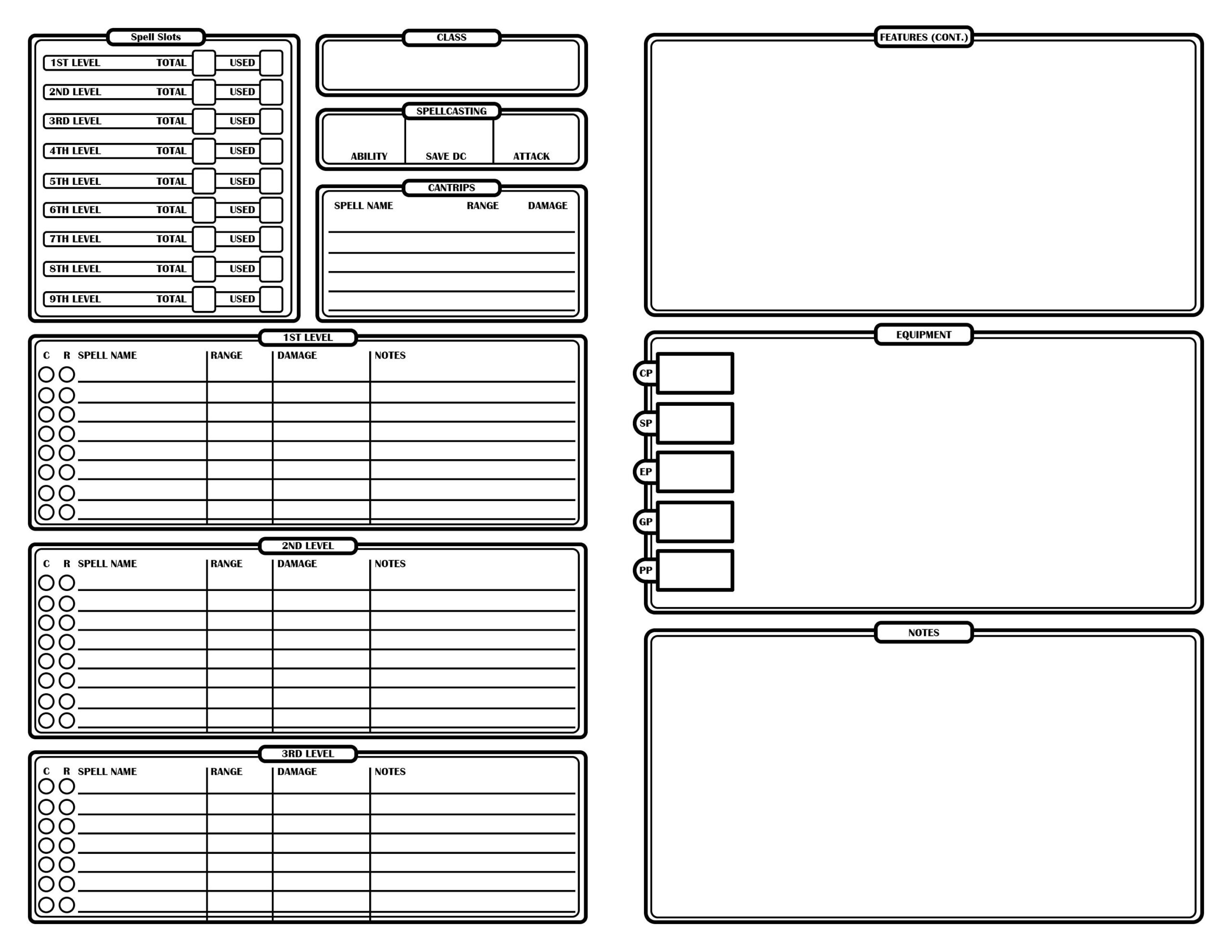Dnd 5E Character Sheet Compact Half Sheet Etsy