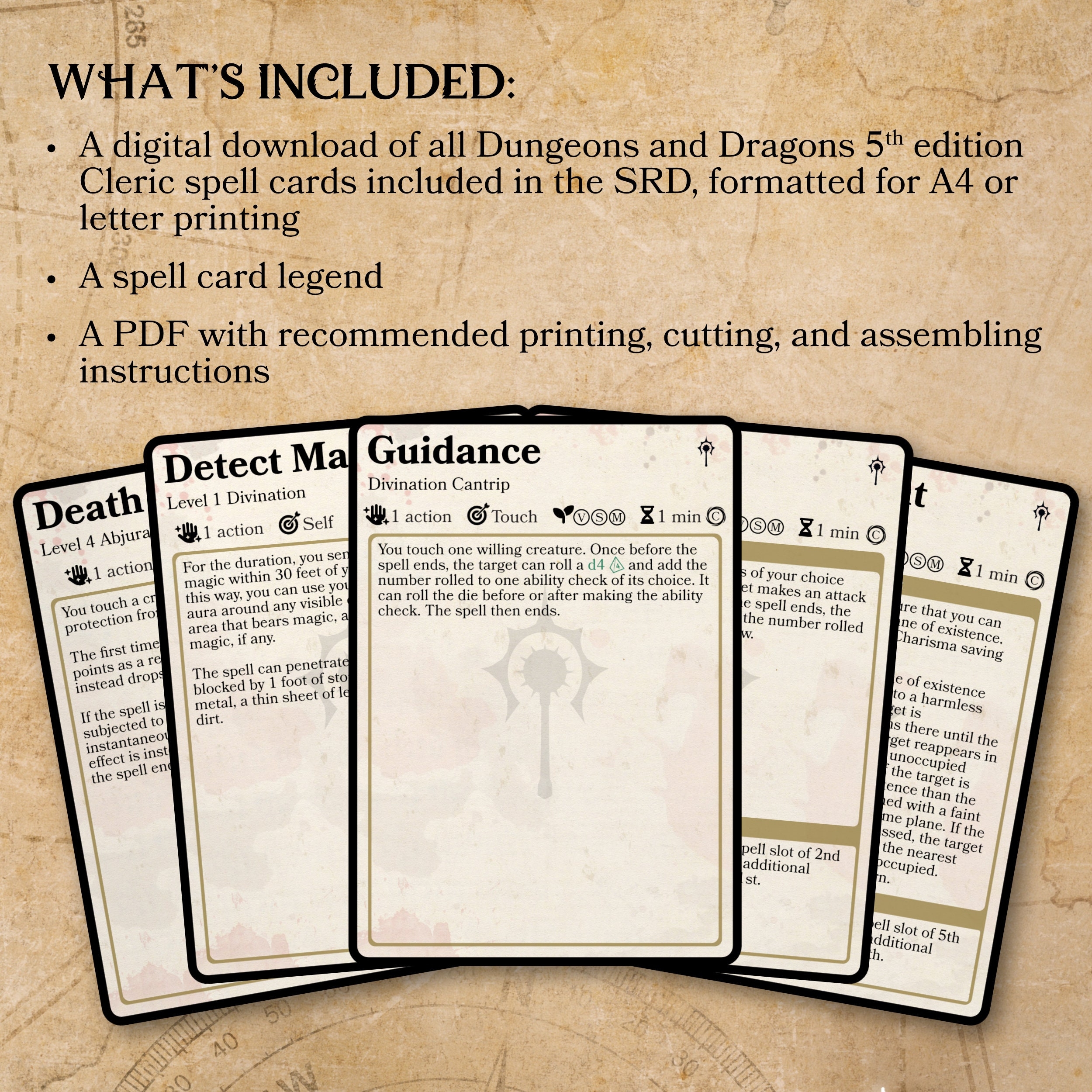 Dnd 5e Cleric Spell Card Pack Digital Download D D Spell Cards Dnd Magic Spell Cards Dnd Present Dnd Christmas Gift Etsy