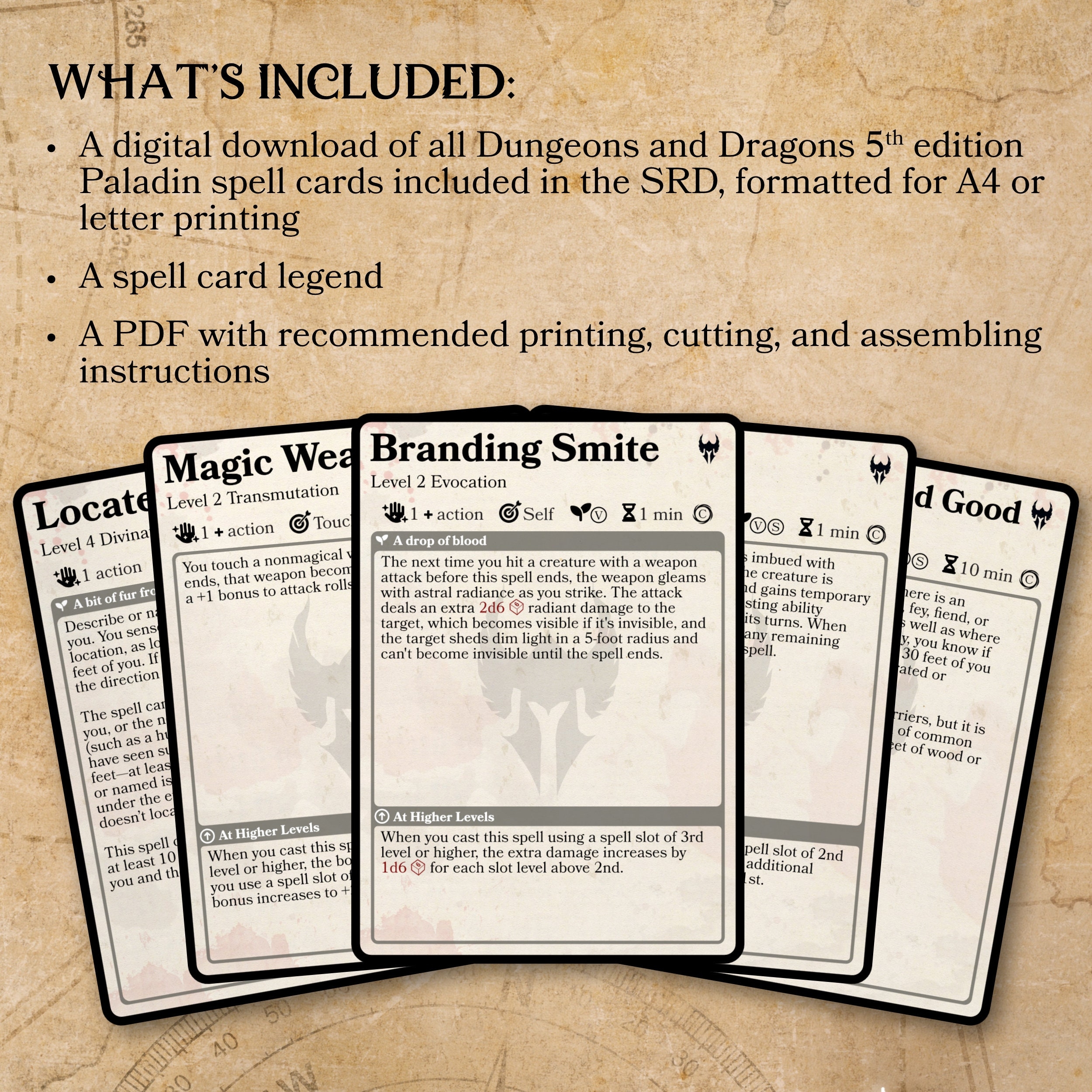 5th Edition Spell Cards Paladin Printable