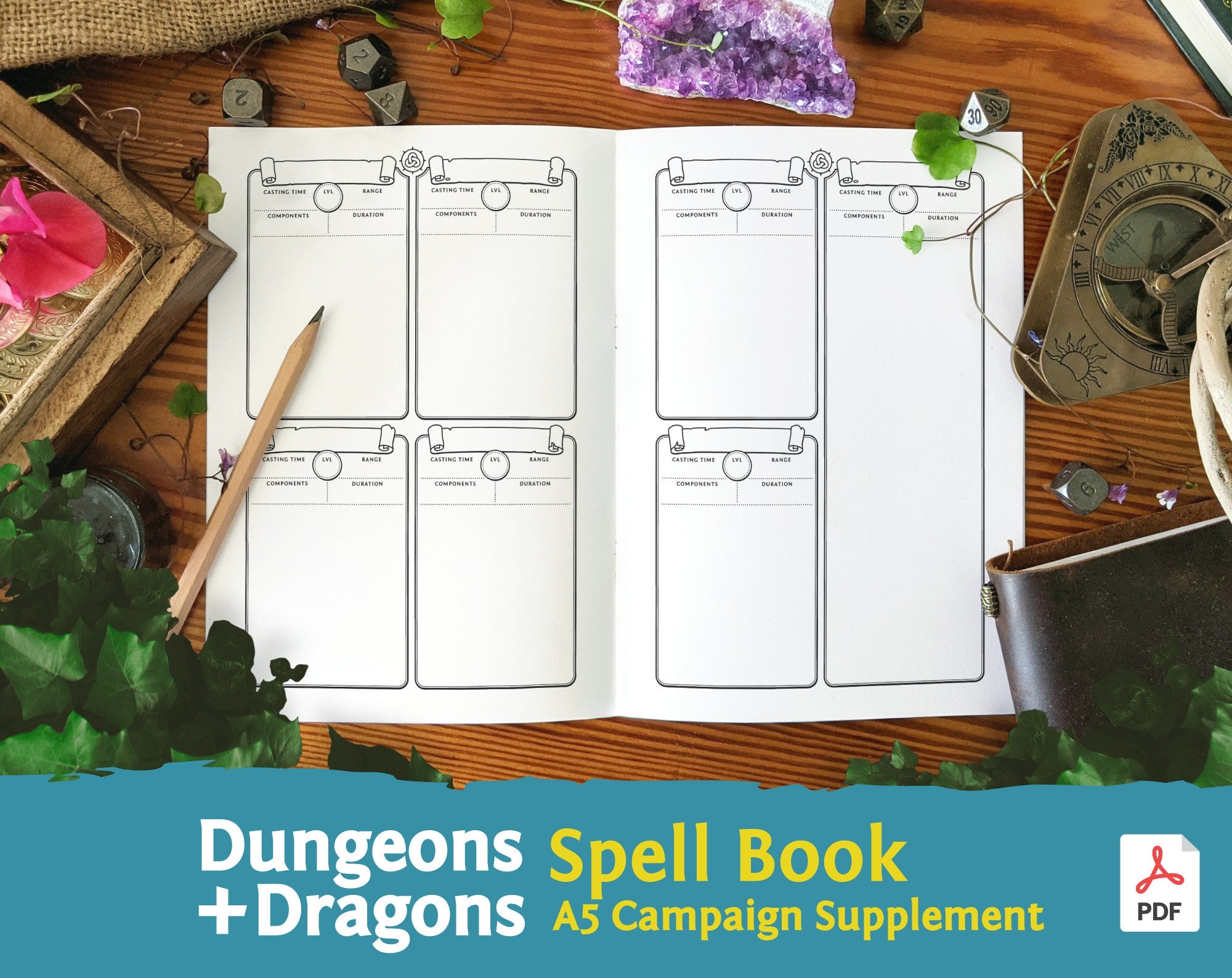Dnd 5e Spell Book A5 Booklet PDF Compatible With Fifth Edition Dungeons And Dragons Mythbound Etsy