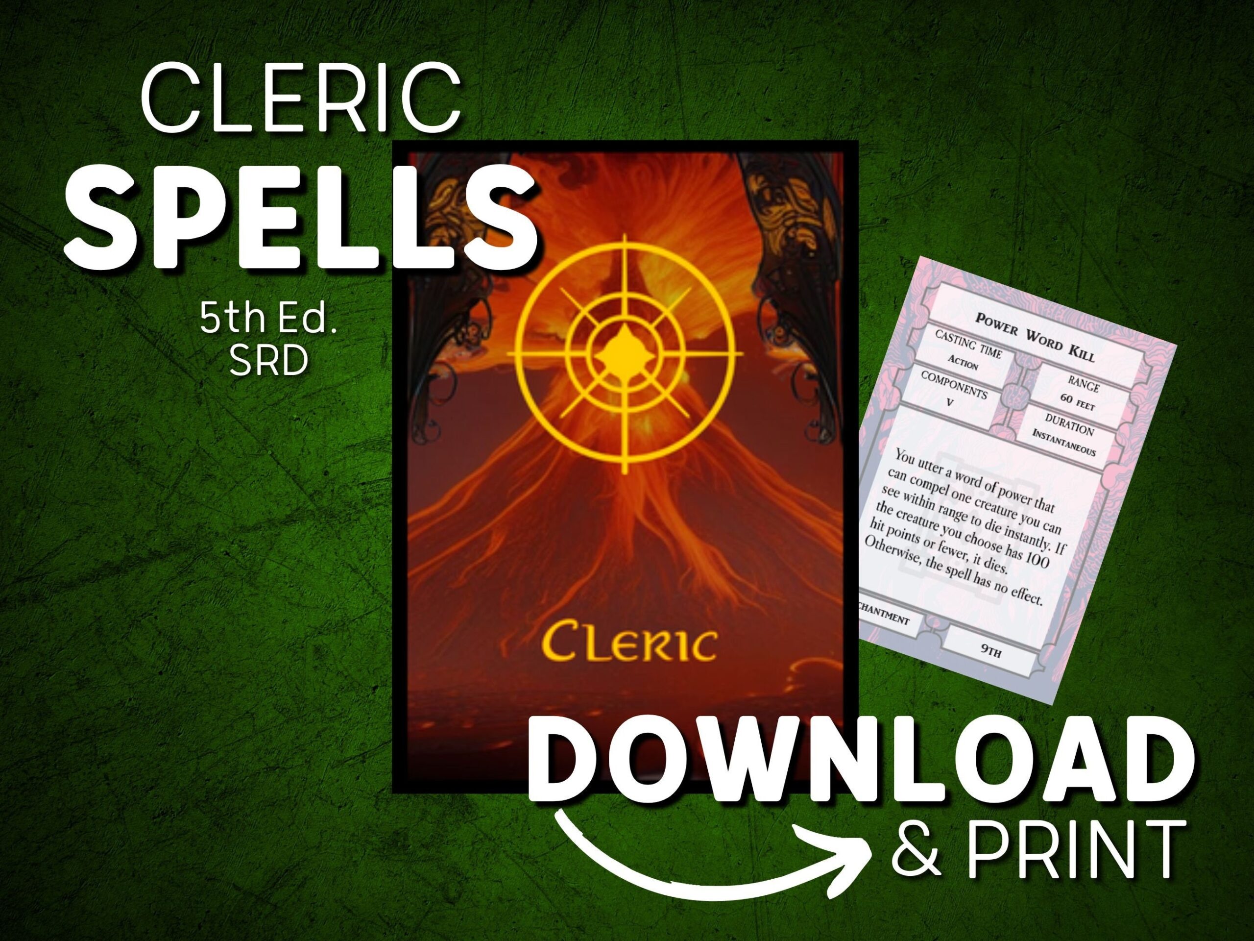 Dnd 5e Spell Cards Pdf For Clerics Printable Dnd Spell Book SRD Basic Rules D D Dungeons And Dragons DM Gifts Etsy