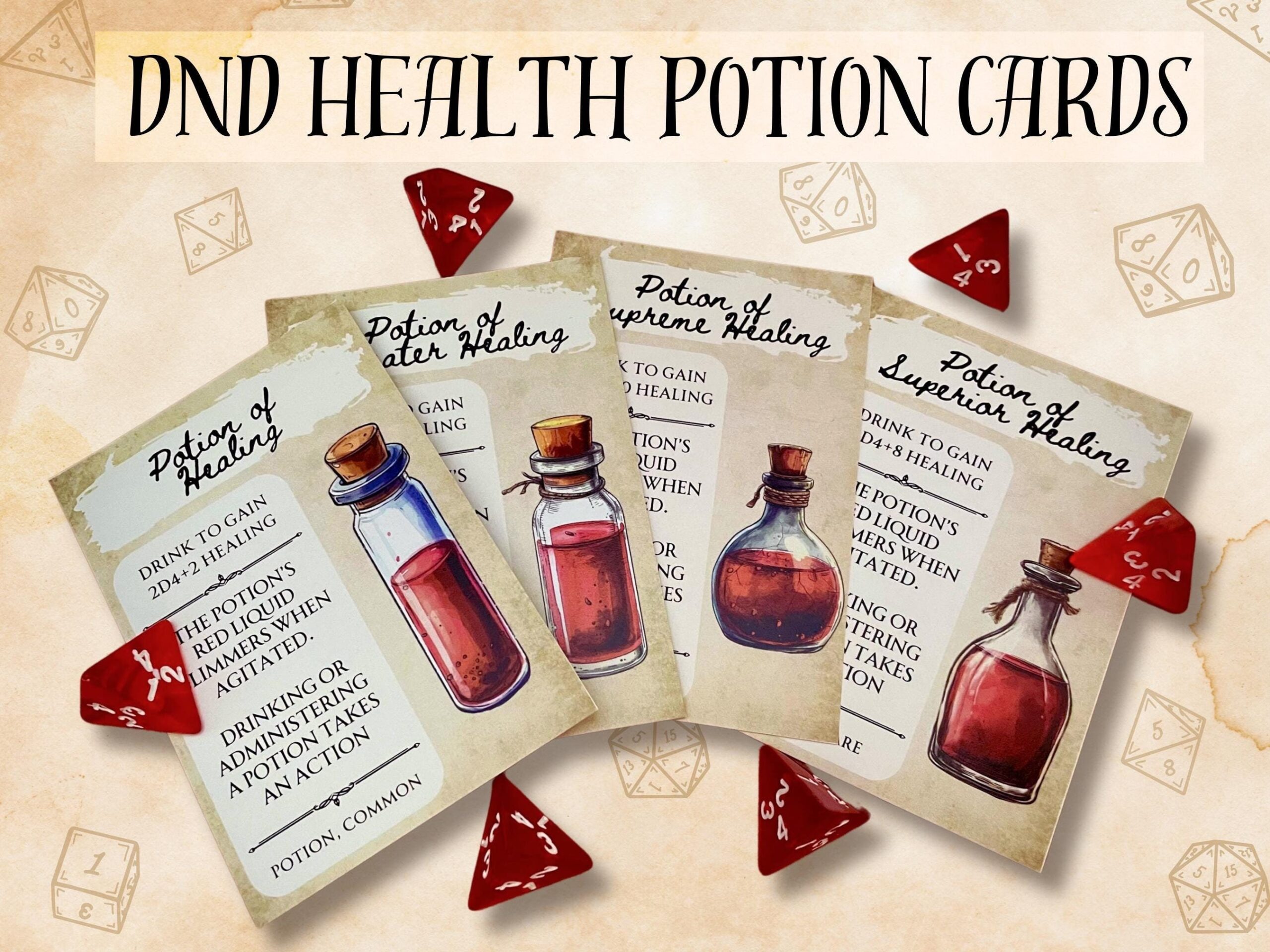 Dnd Health Potion Cards I Dnd Handout Items I Health Potion Tokens I Dnd Gift Ideas I Dnd Printouts I TTRPG Gifts I Cleric Gift Ideas Etsy