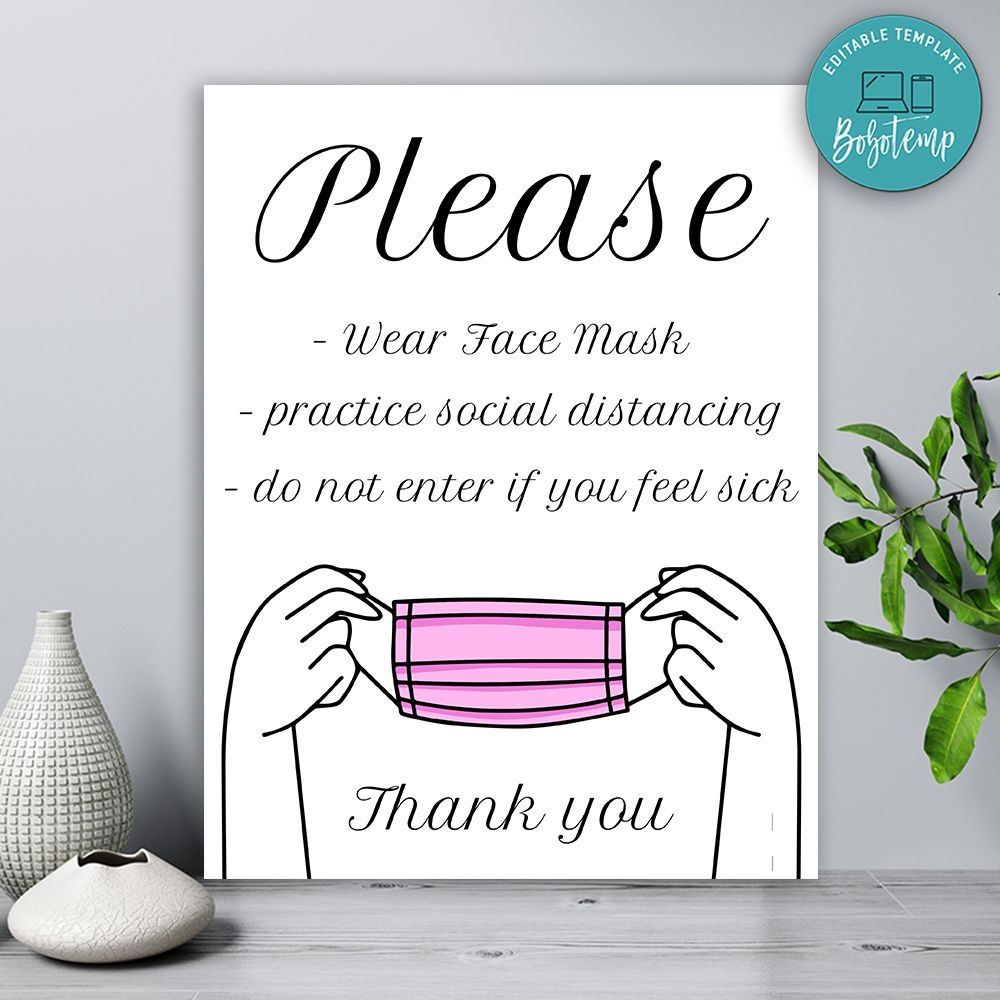 Do Not Enter If You Feel Sick Safety Rules Sign Digital File DIY Bobotemp