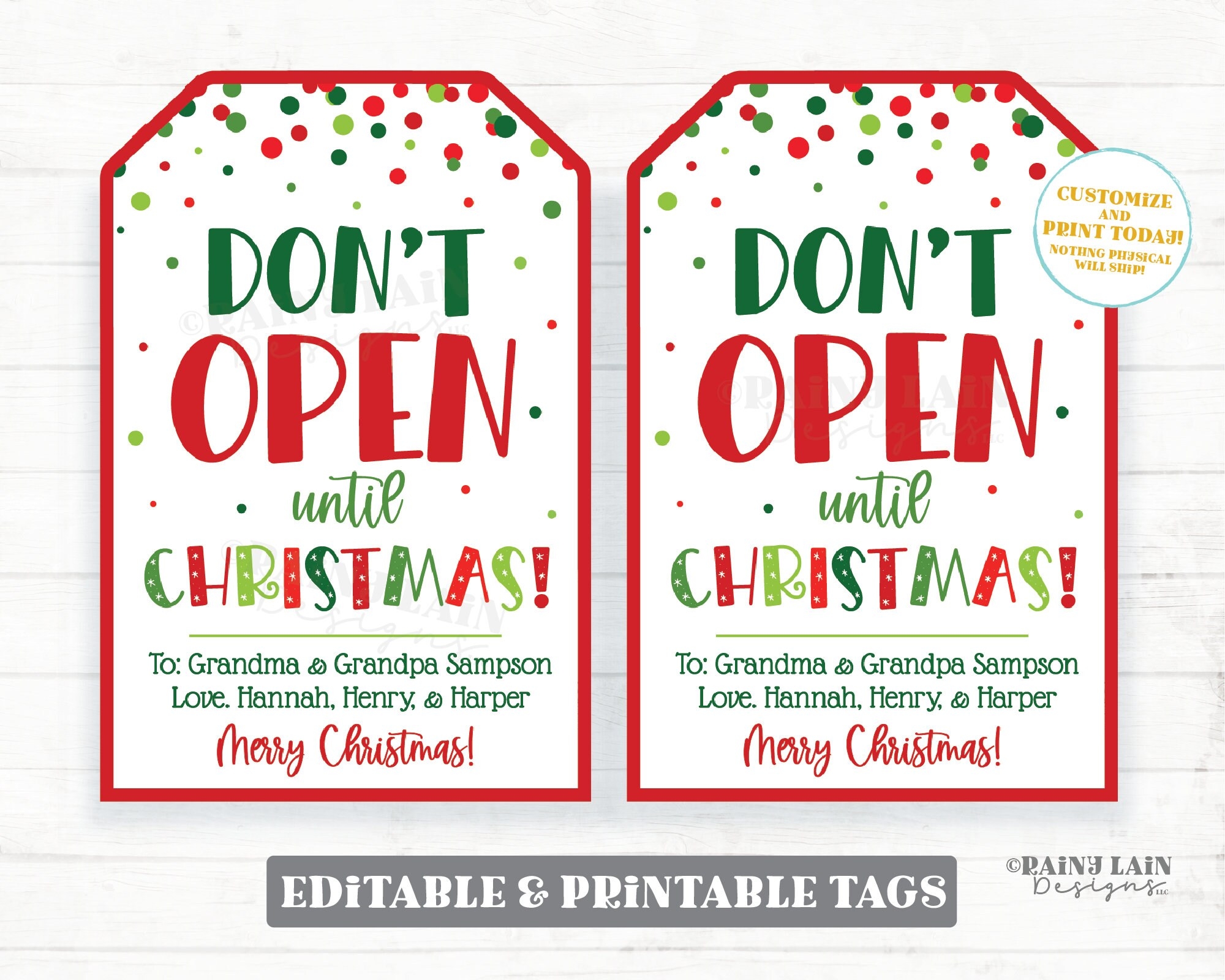 Don t Open Until Christmas Tags Do Not Open Gift Eve Holiday Tag Editable Funny Tags Printable Christmas Gift Tags Idea Etsy