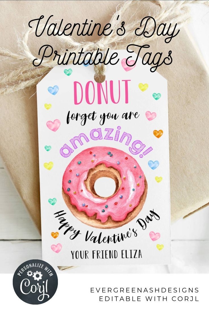 Donut Valentine s Day Gift Tag Template Printable Donut Forget You Are Amazing