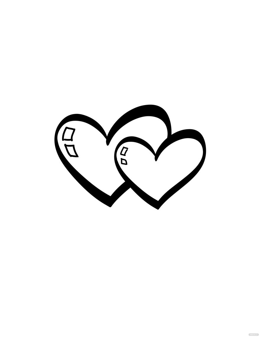 Double Love Heart Drawing In PDF Illustrator JPG EPS SVG PNG Download Template
