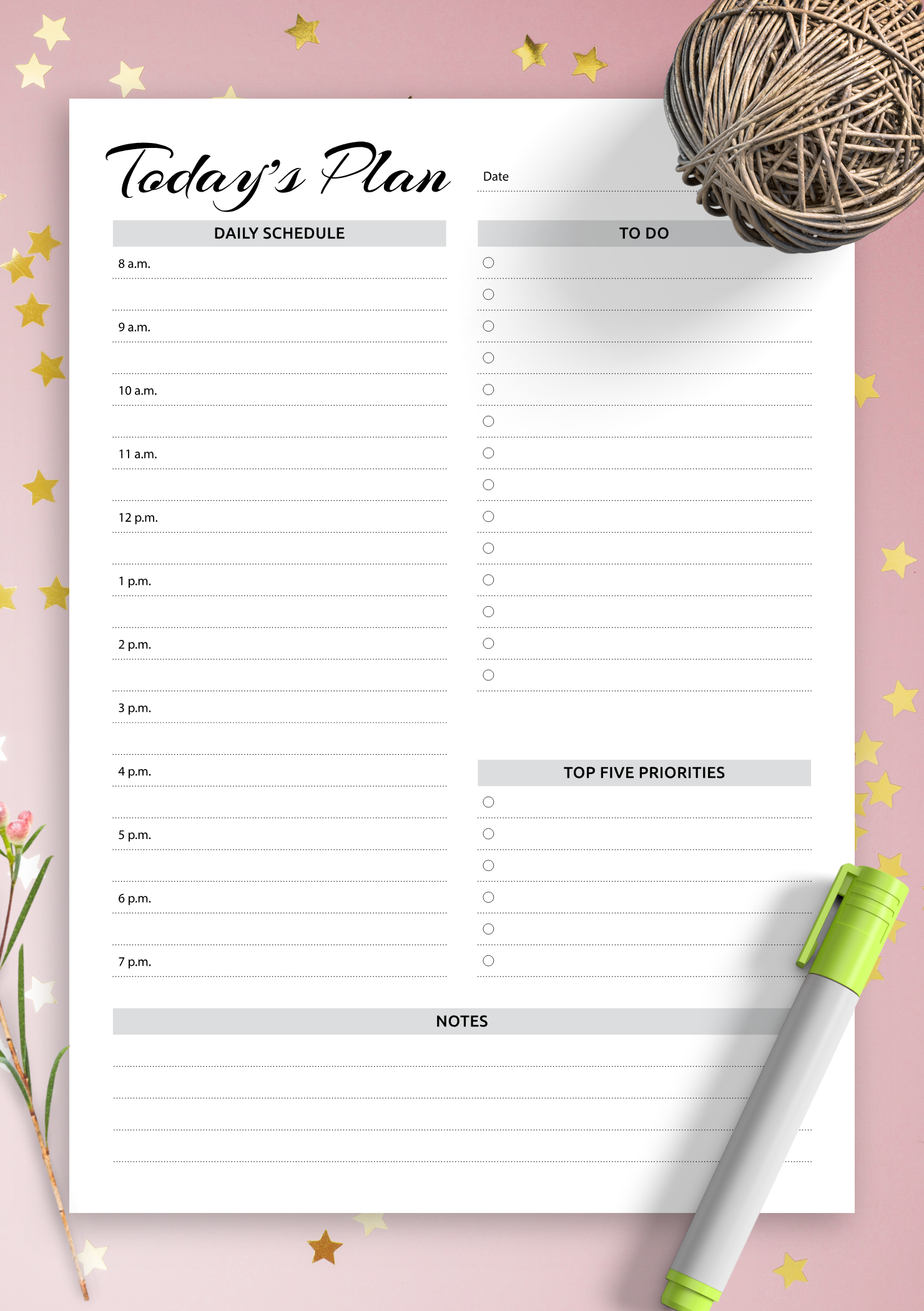 A5 Daily Hourly Format To Do Printable Editable