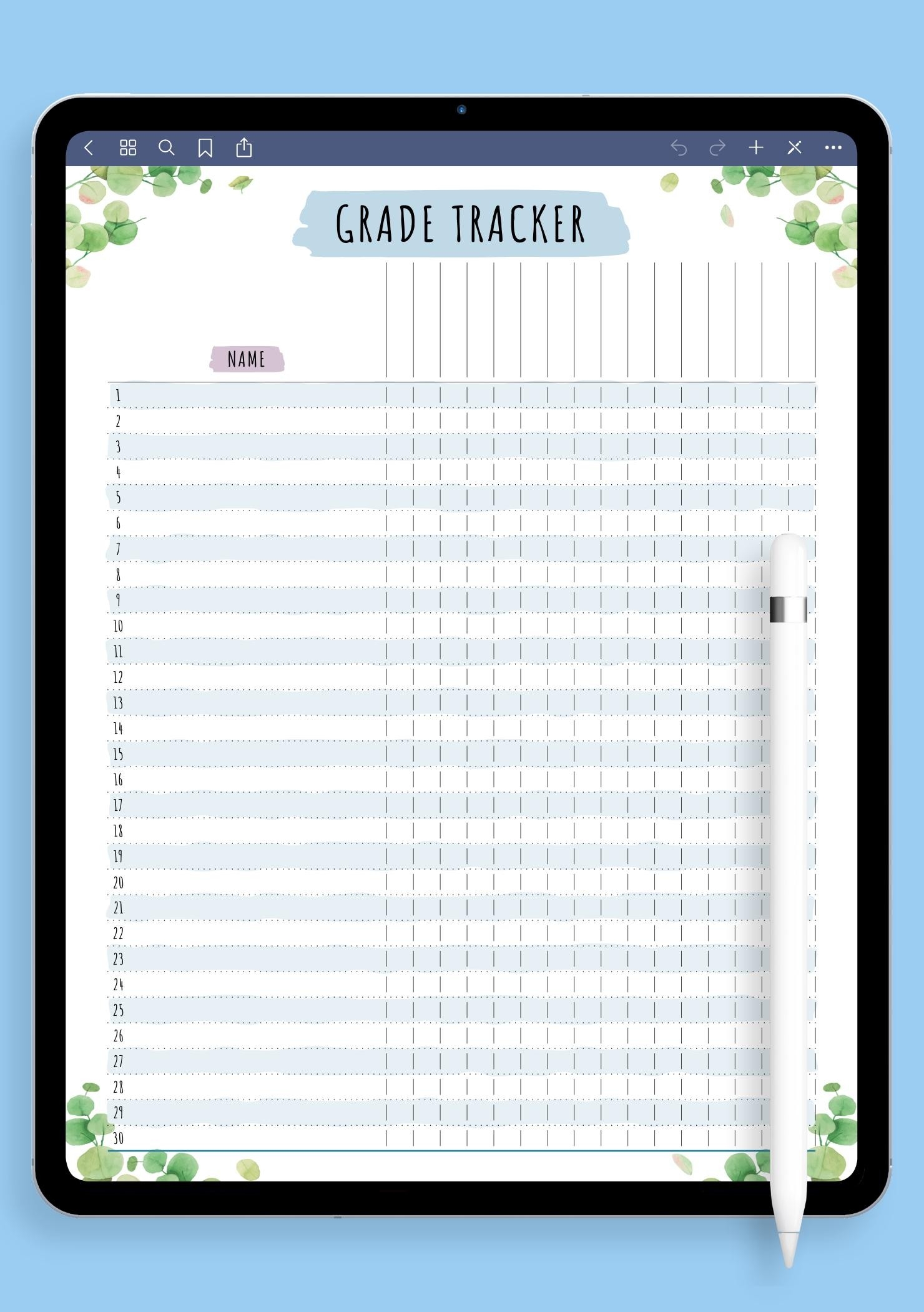 Free Editable Printable Gradebook