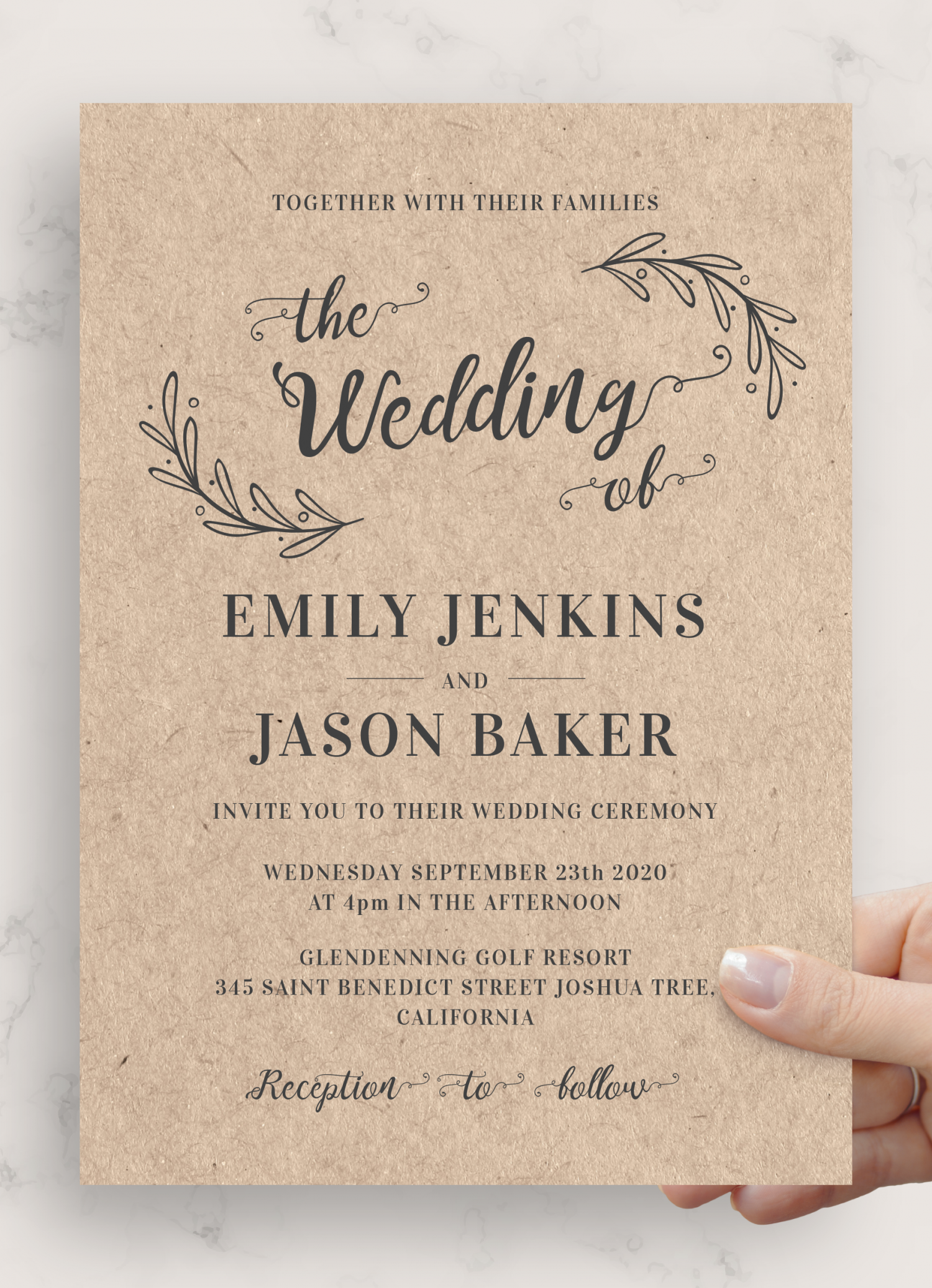 Download Printable Vintage Rustic Wedding Invitation Suite PDF