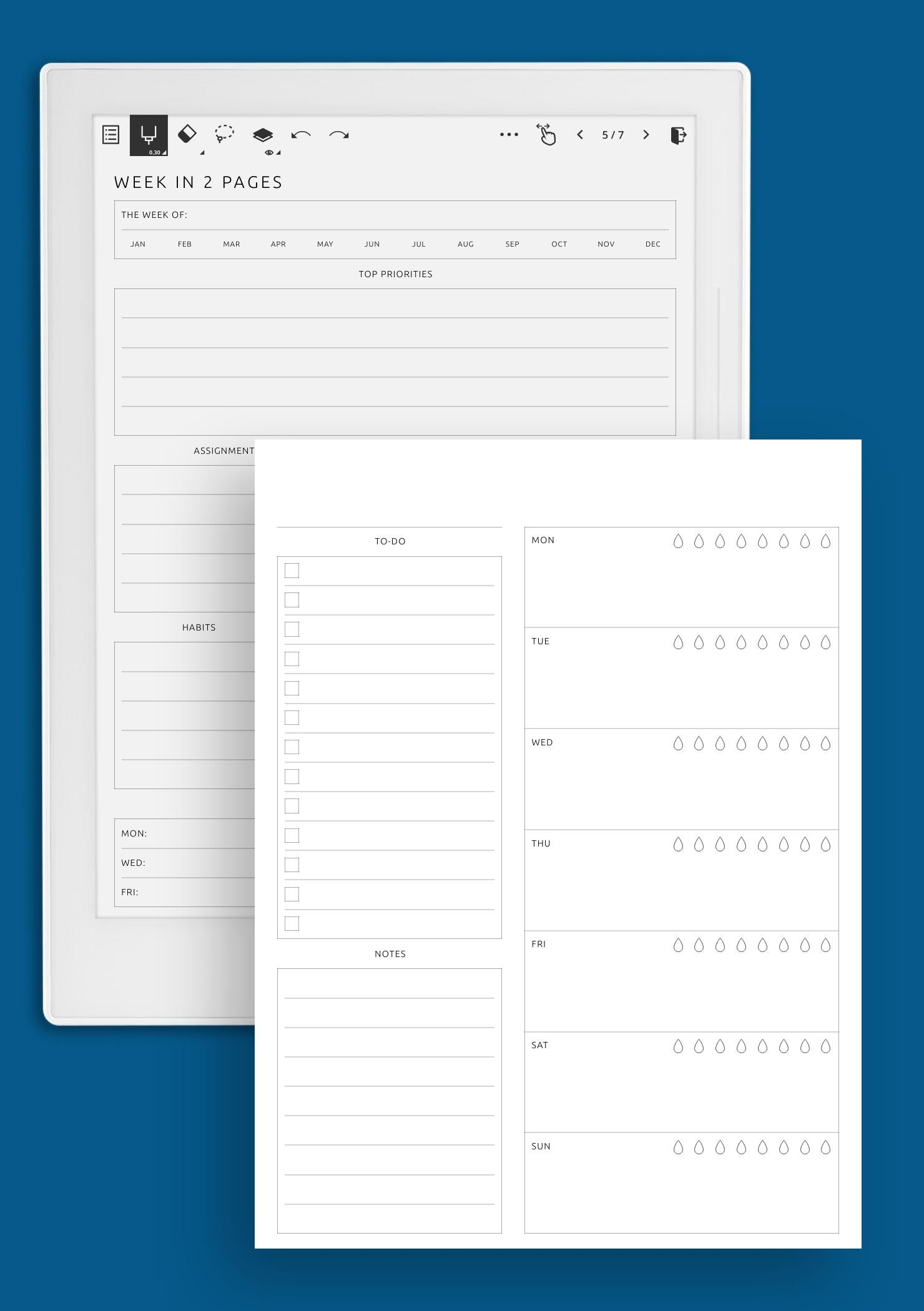 Download Printable Week In 2 Pages Extended Template Minimalist Style PDF