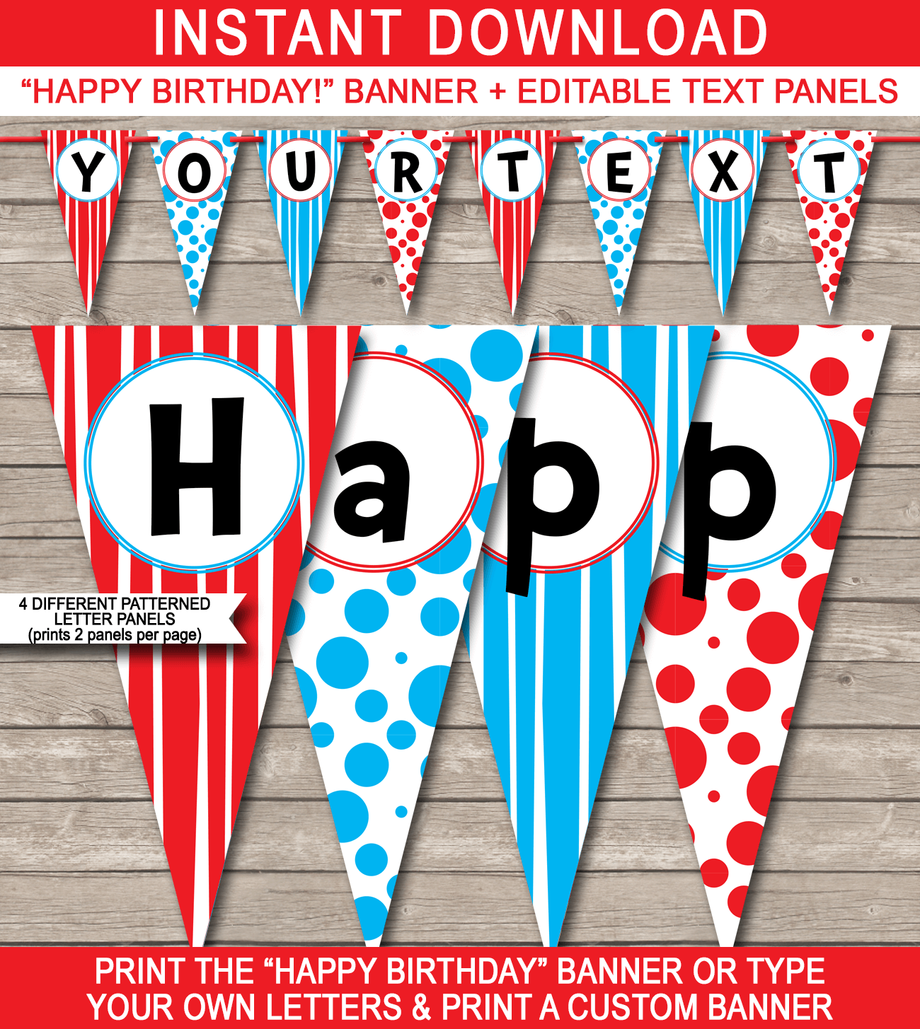 Dr Seuss Party Banner Template Birthday Banner Editable Bunting