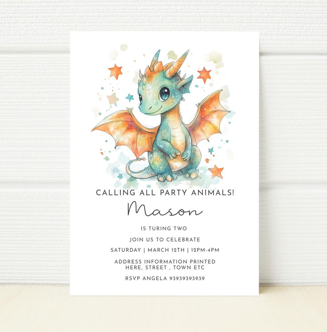 Dragon Invitation Printable Editable