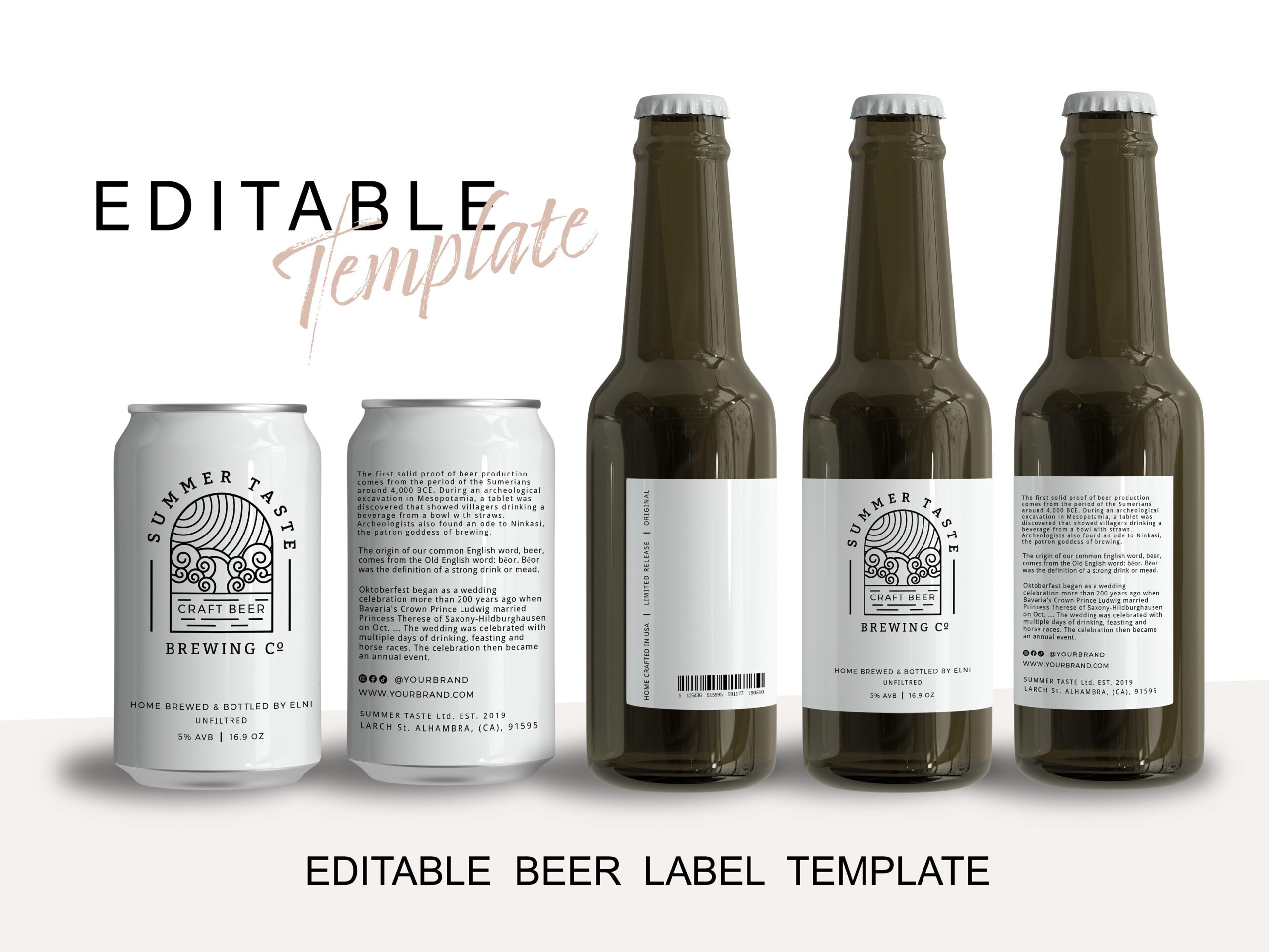 Editable Beer Label Template Printable Beer Can Label Custom Beer Bottle Label Design Home Brew Custom Label Template Lager Label Sticke Etsy