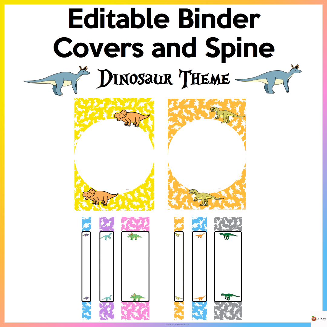 Editable Binder Covers And Spine Dinosaur Theme Made By Teachers