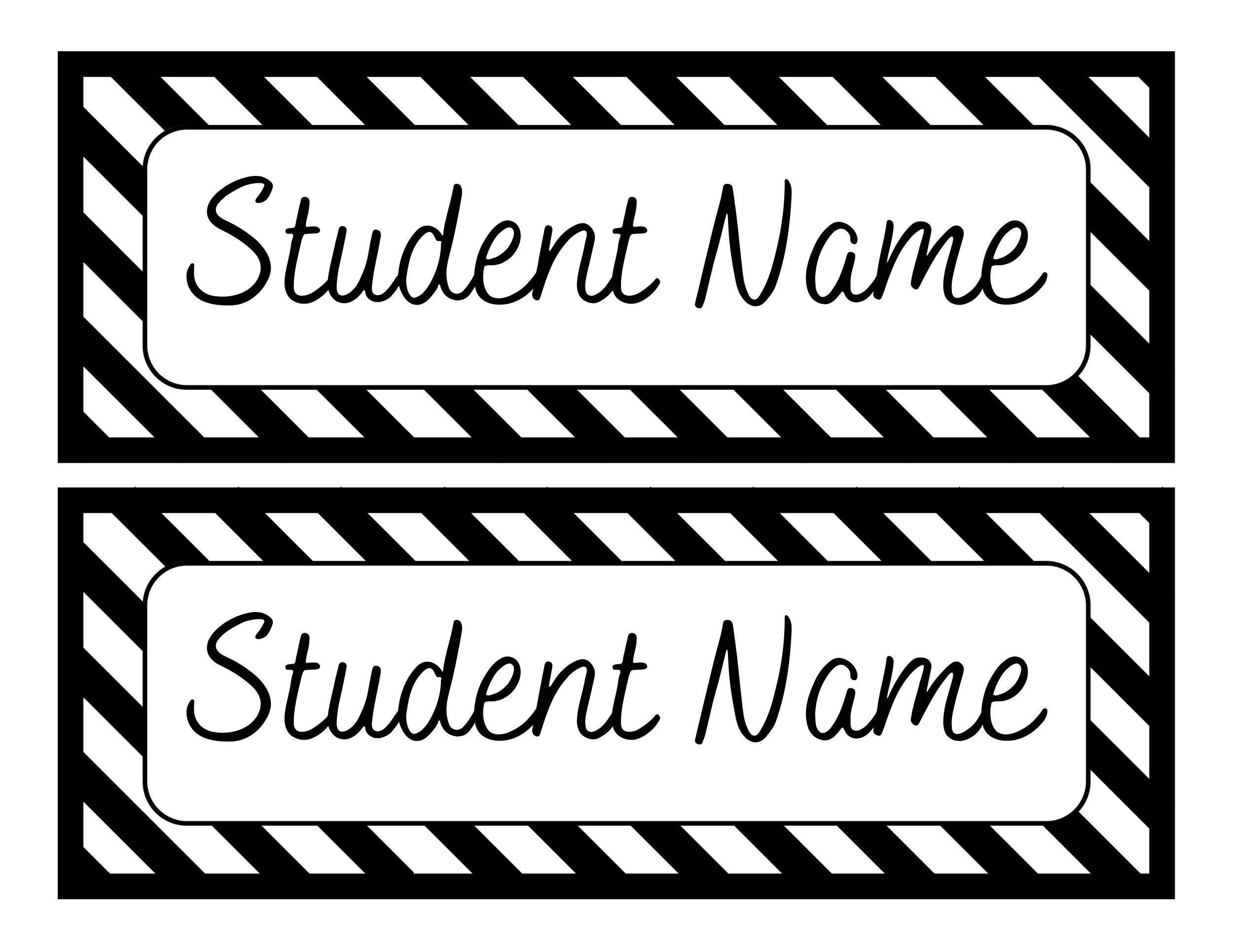 Editable Black And White Student Name Tags Template In 5 Styles Elementary B W Nameplates Minimalist Simple Cute School Desk Nametags PDF Etsy