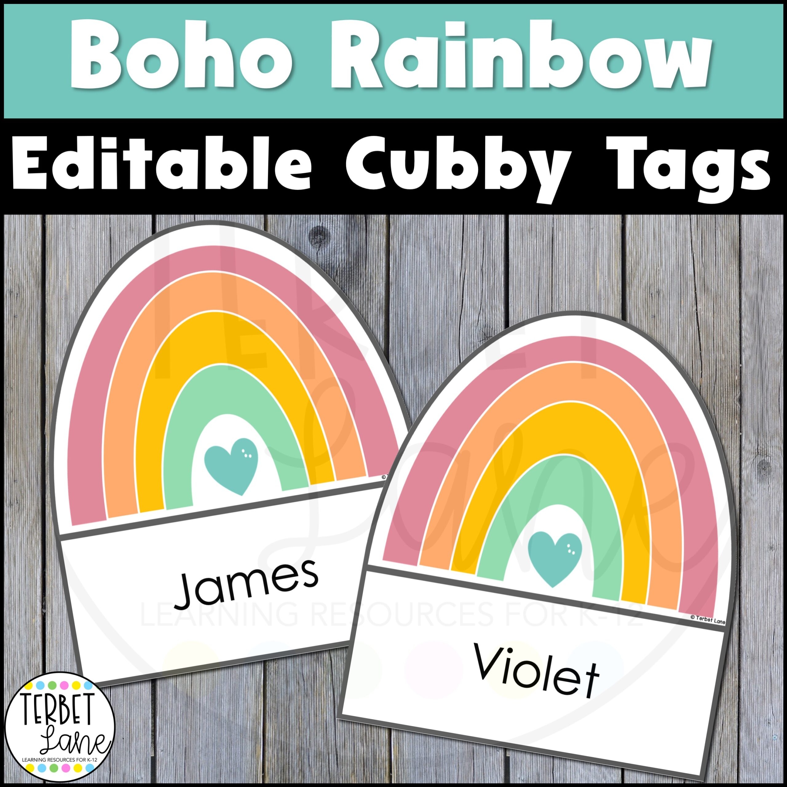 Editable Boho Rainbow Cubby Tags Made By Teachers