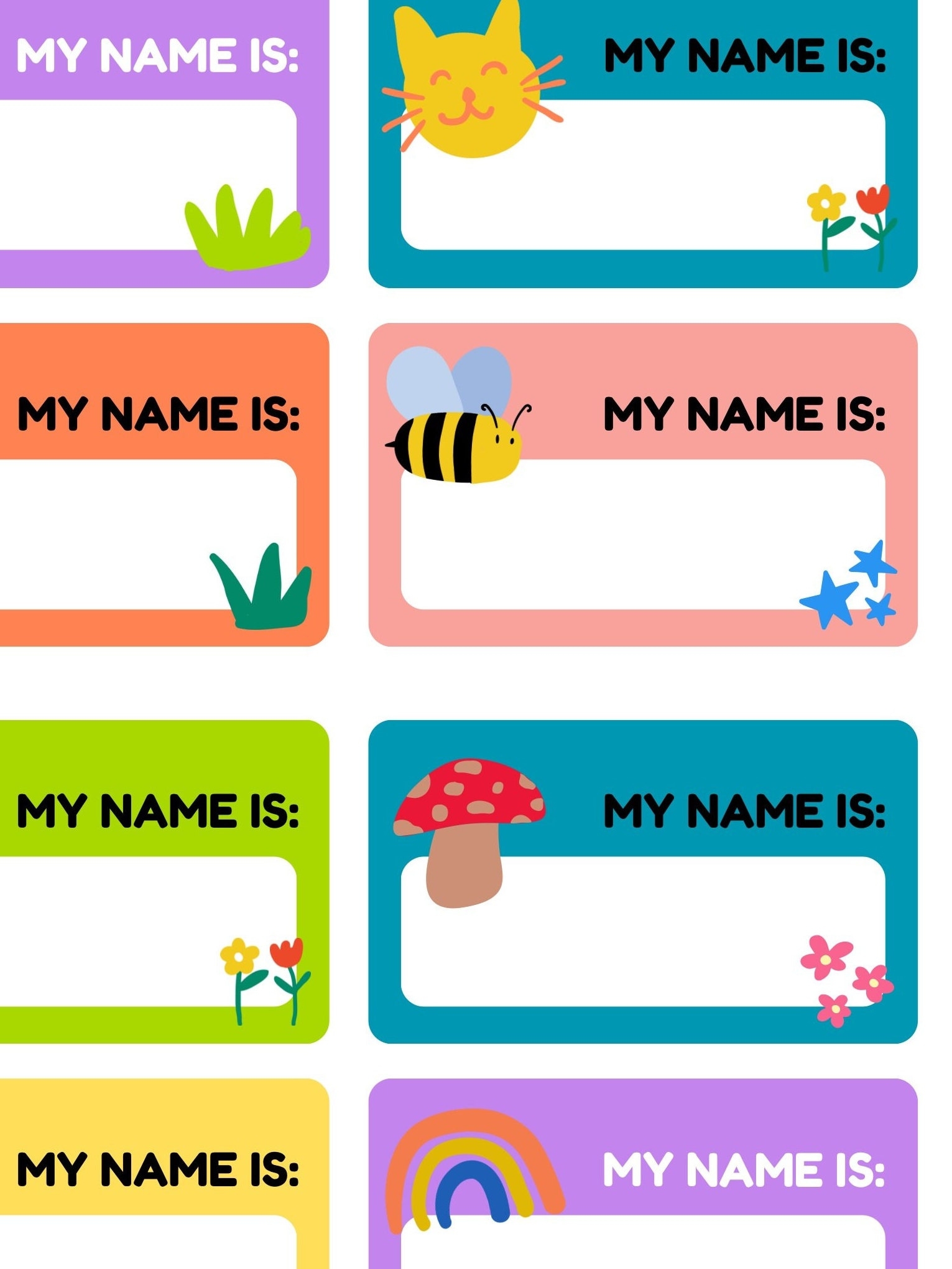 Printable Name Tags For Kids Editable