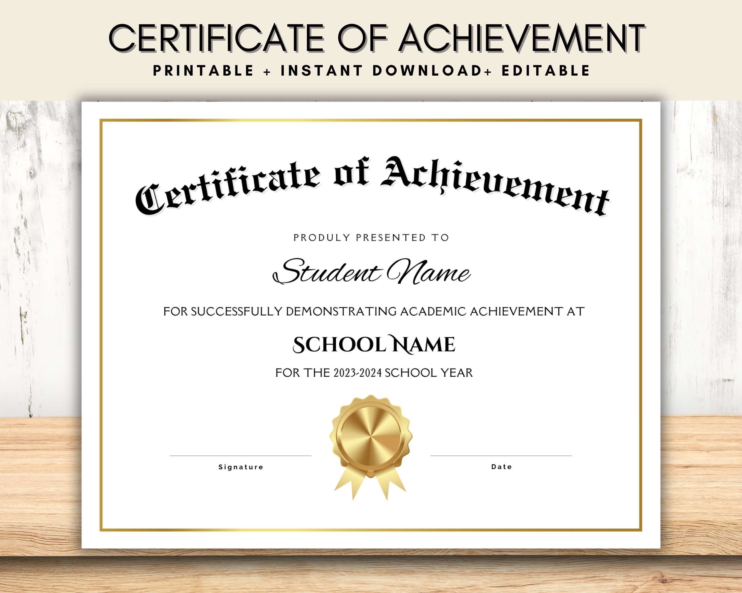 Editable Printable Certificates Of Achievement