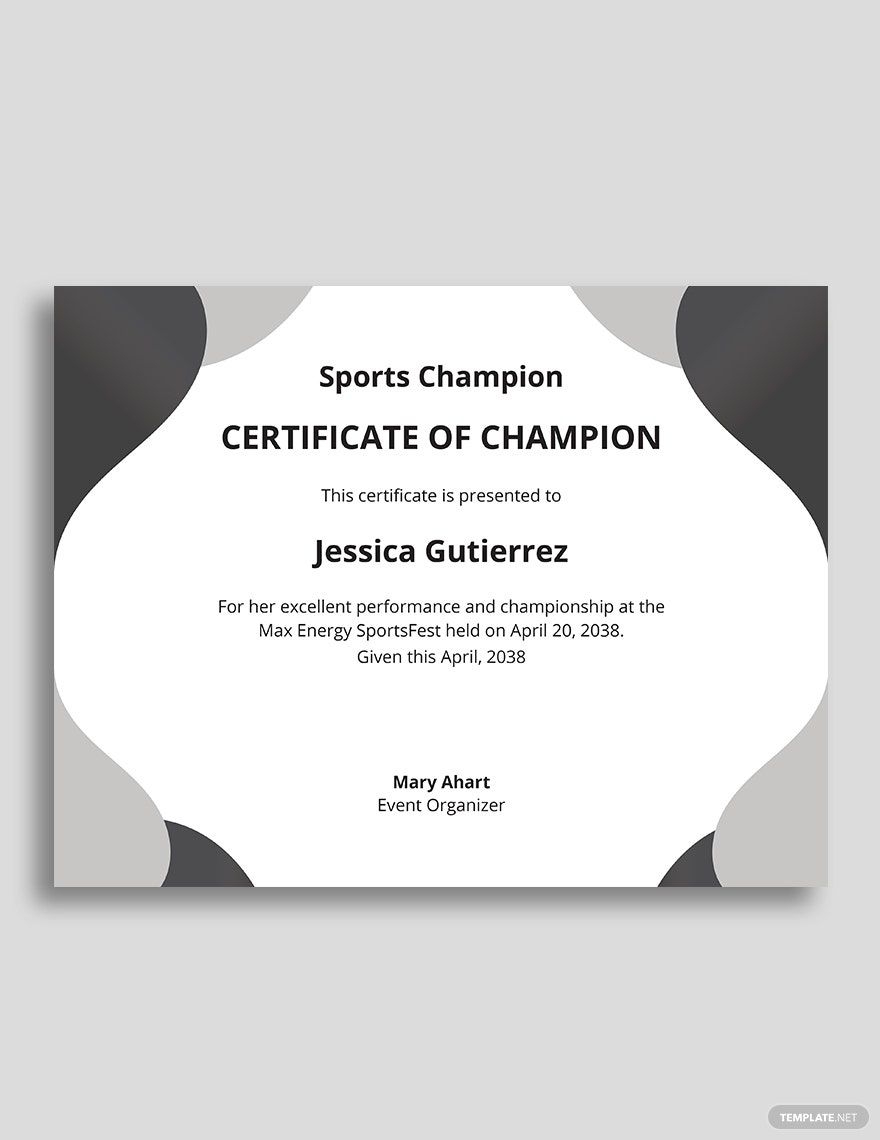 Free Printable Champion Editable Templates